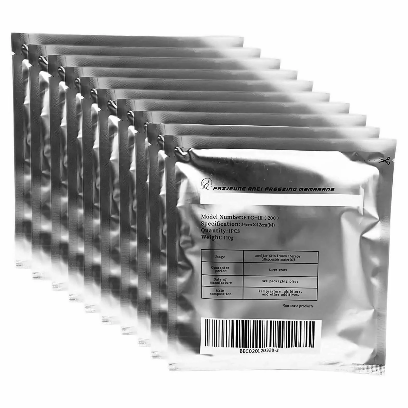 Lazzybeauty Membrana Antigelo Grande, Grado Medico, Pads per Criolipolisi per Dispositivi Cryo, 34x42 cm, 110g, 10 Pezzi
