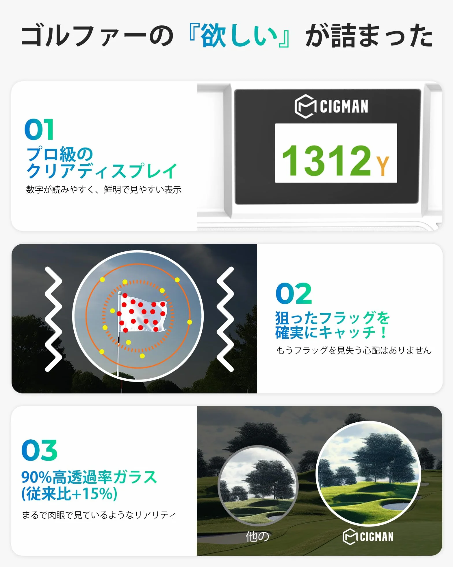 CIGMAN Telemetro Golf/Caccia Da 1200M con Display LCD Telemetri da Golf, con Pendenza,Ricaricabile via USB,Bloccaggio Degli Alberi Bandiera, Funzione magnetica inclusa, Accessori da golf