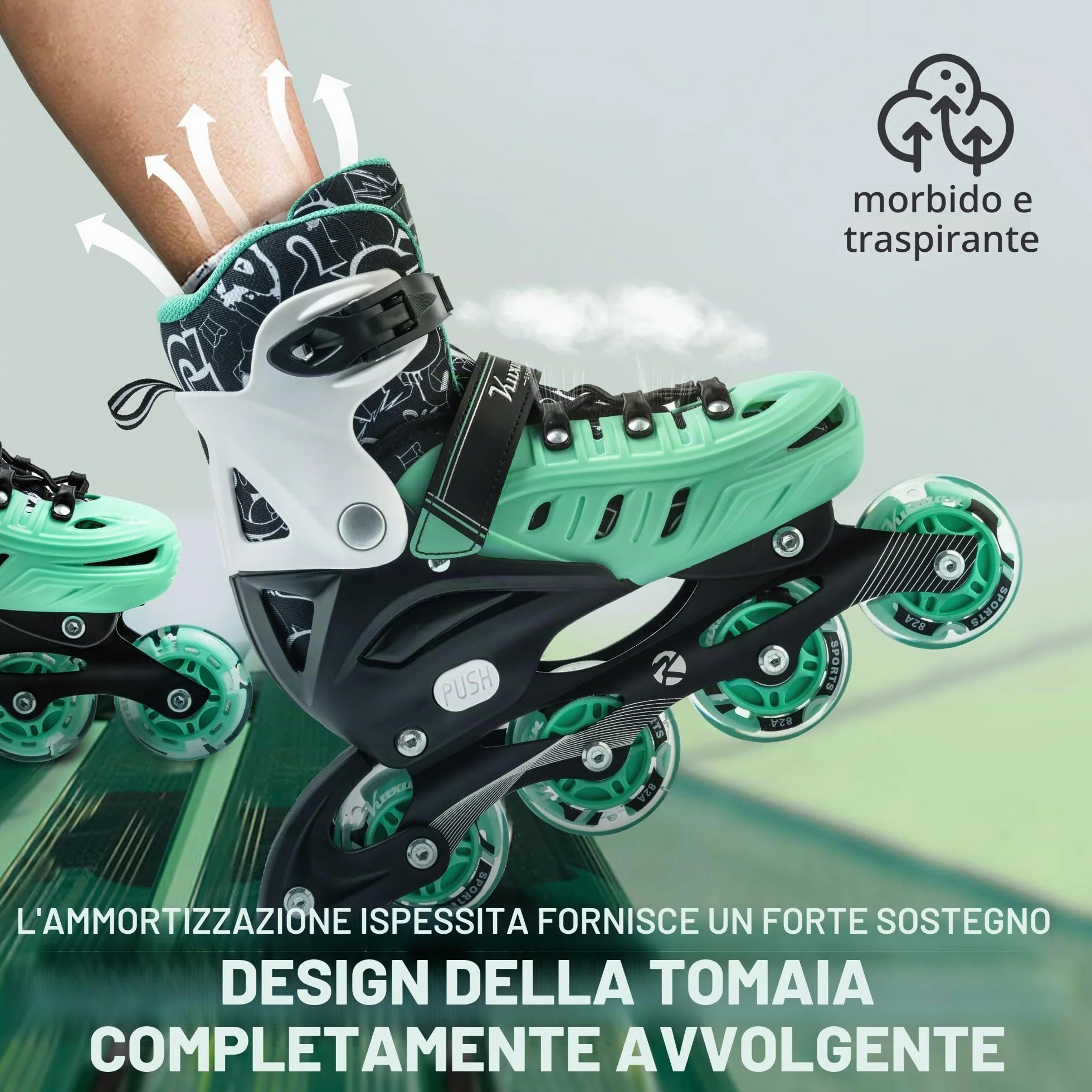 Kuxuan Skates Pattini in linea regolabili per bambini ragazze ragazzi