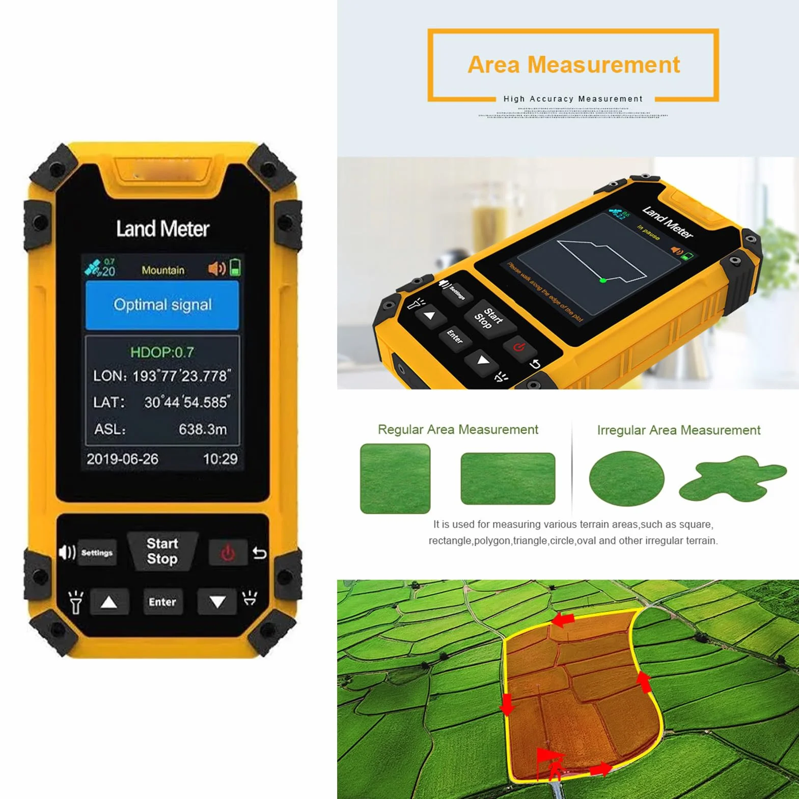 GPS portatile 2.4 pollici impermeabile, navigatore escursionismo rilevamento, con guida vocale e esportazione dati
