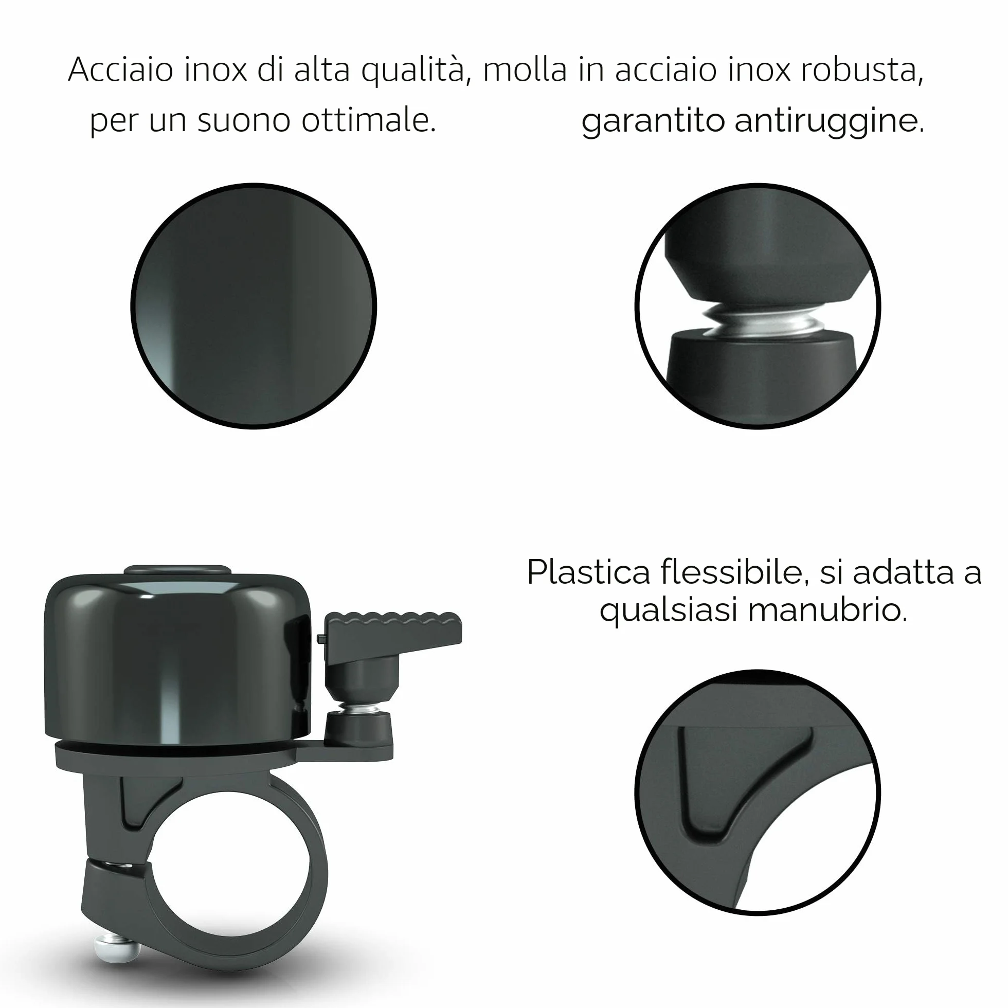 Campanello per bicicletta Mountain Bike in acciaio inox robusto con cacciavite