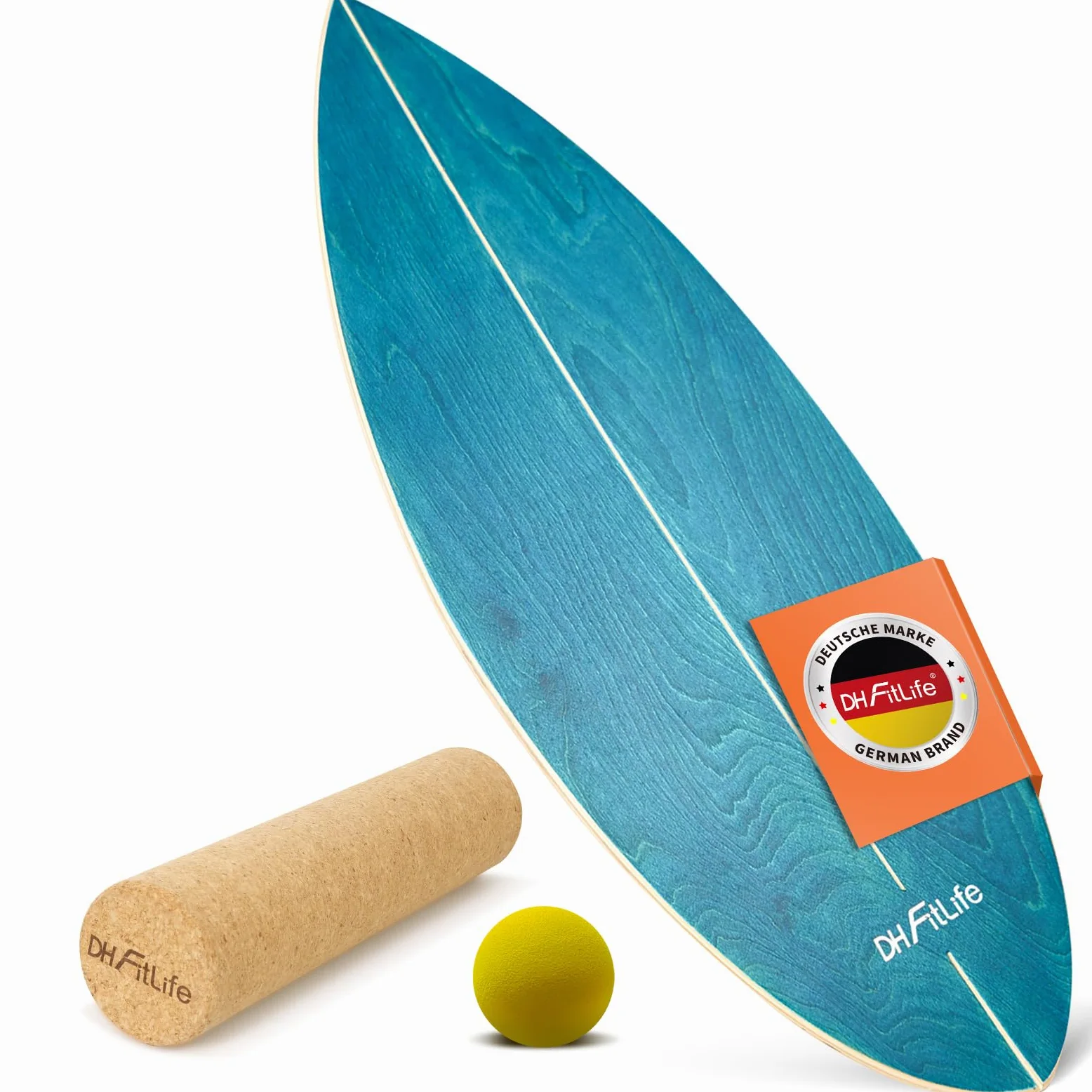 DH FitLife Balance Board in Legno Massello | Tavola da Surf Indoor con Forma Rocker | Tavola da Equilibrio Oscillante per Adulti | Divertimento e Allenamento a Casa