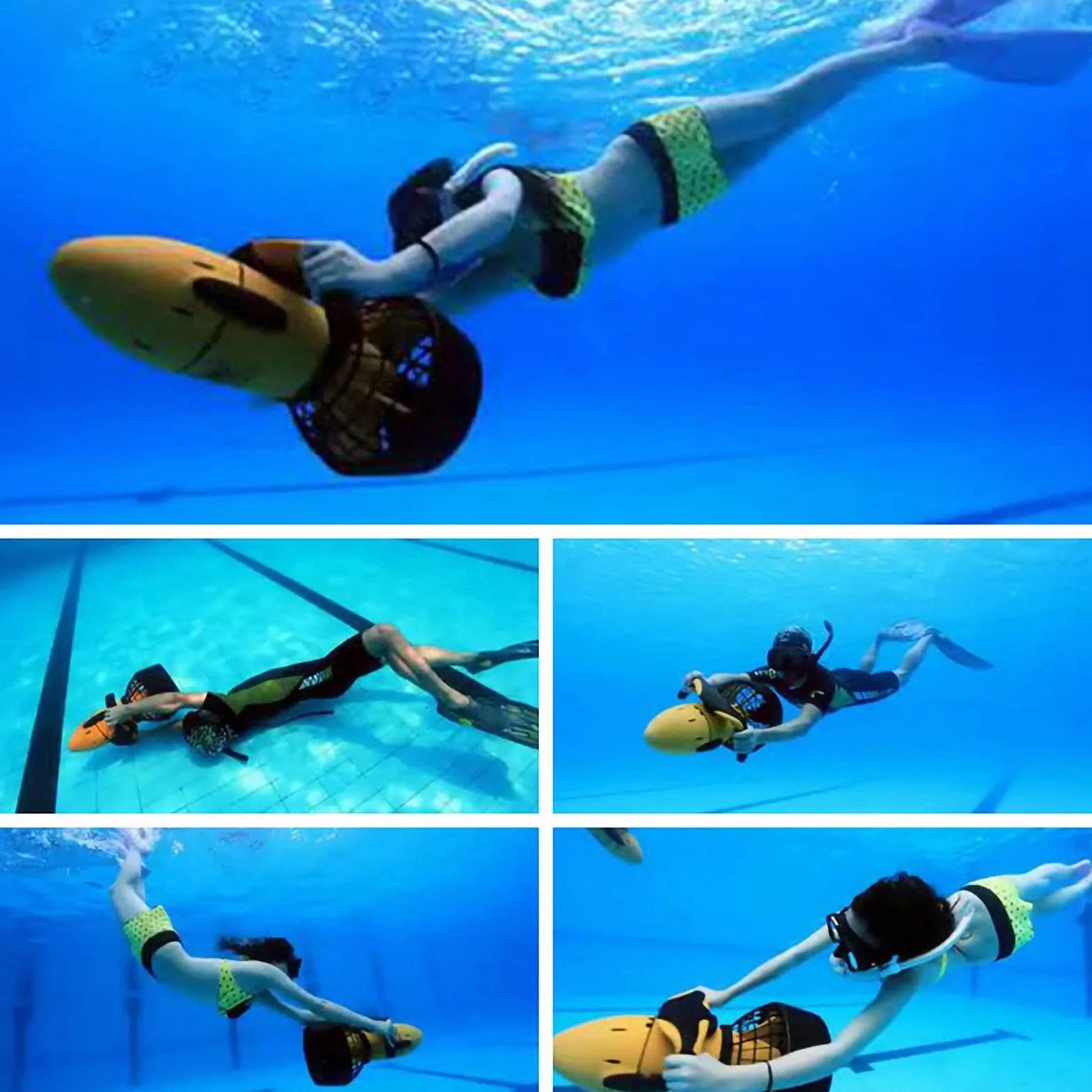 Underwater Sea Scooter 300W 3.7mph Elica ad Acqua a Doppia velocità per Immersioni subacquee Snorkeling