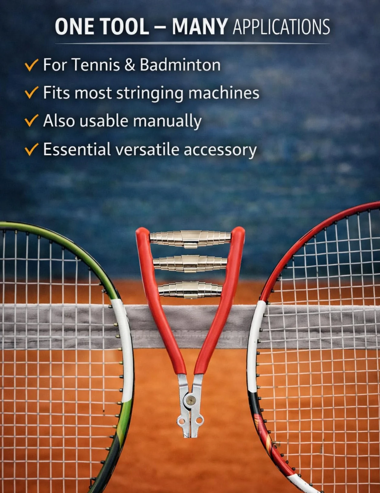 Starting Clamp Attrezzo di Copertura da Tennis Morsetto a 3 Molle per Racchette Tennis Badminton
