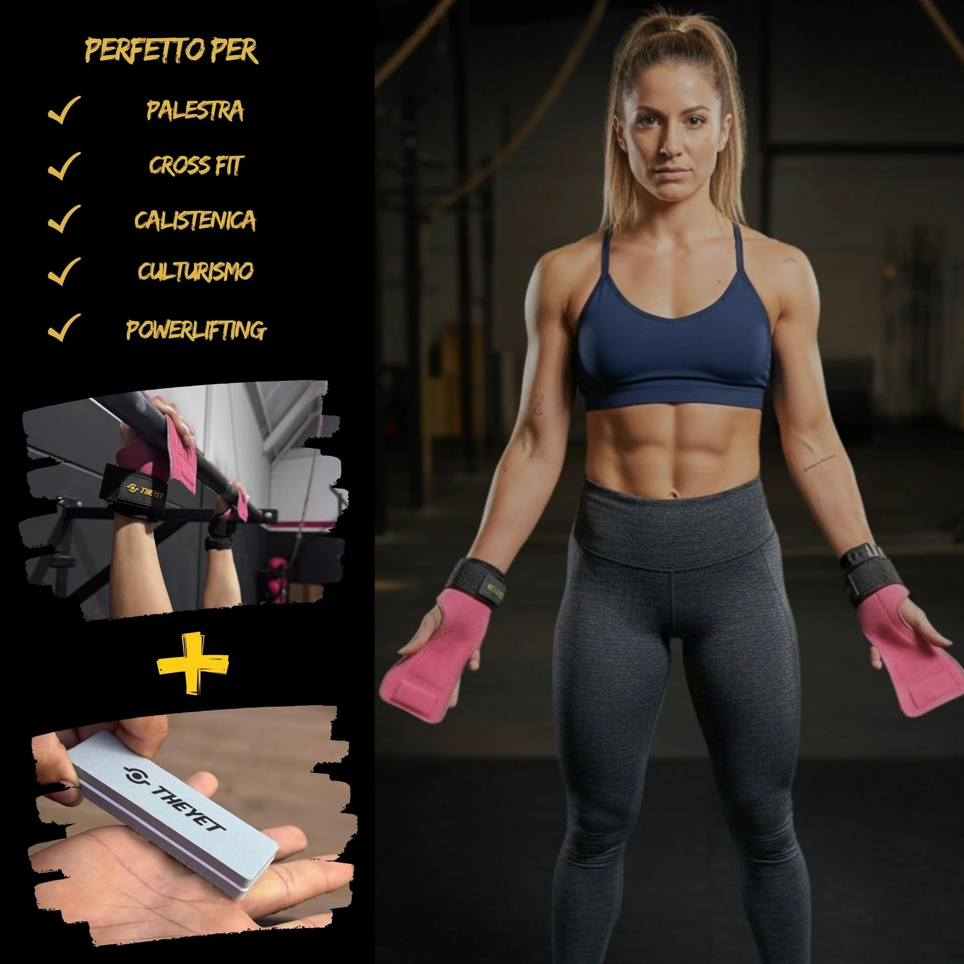 Guanti da Palestra Crossfit in Pelle Senza Fori per Uomo e Donna Protezione Mani Trazioni Pesi