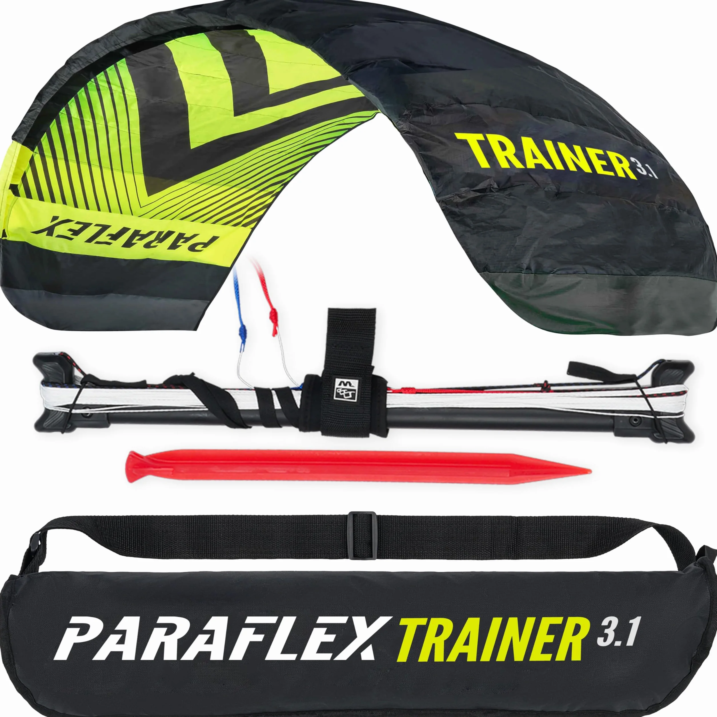 Wolkenstürmer Paraflex Trainer 3.1 azione kite neon green tappetino di governo 3 linee trainer mountainboarding