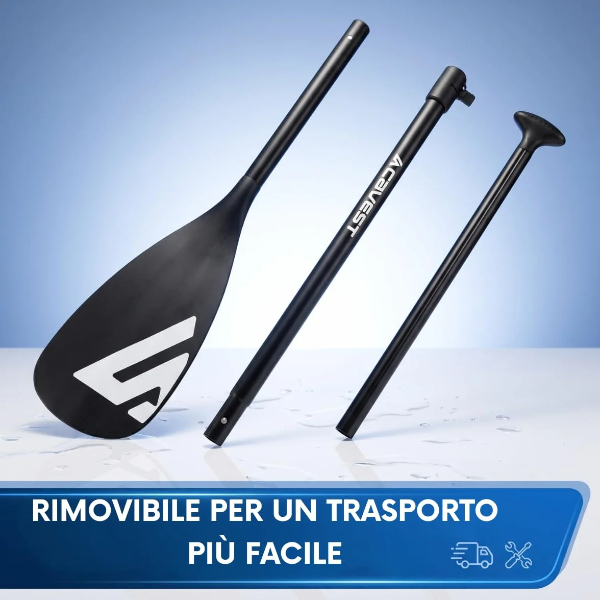 Cavest Remo Paddle Surf Telescopico Regolabile 3 Pezzi Leggero Rimovibile