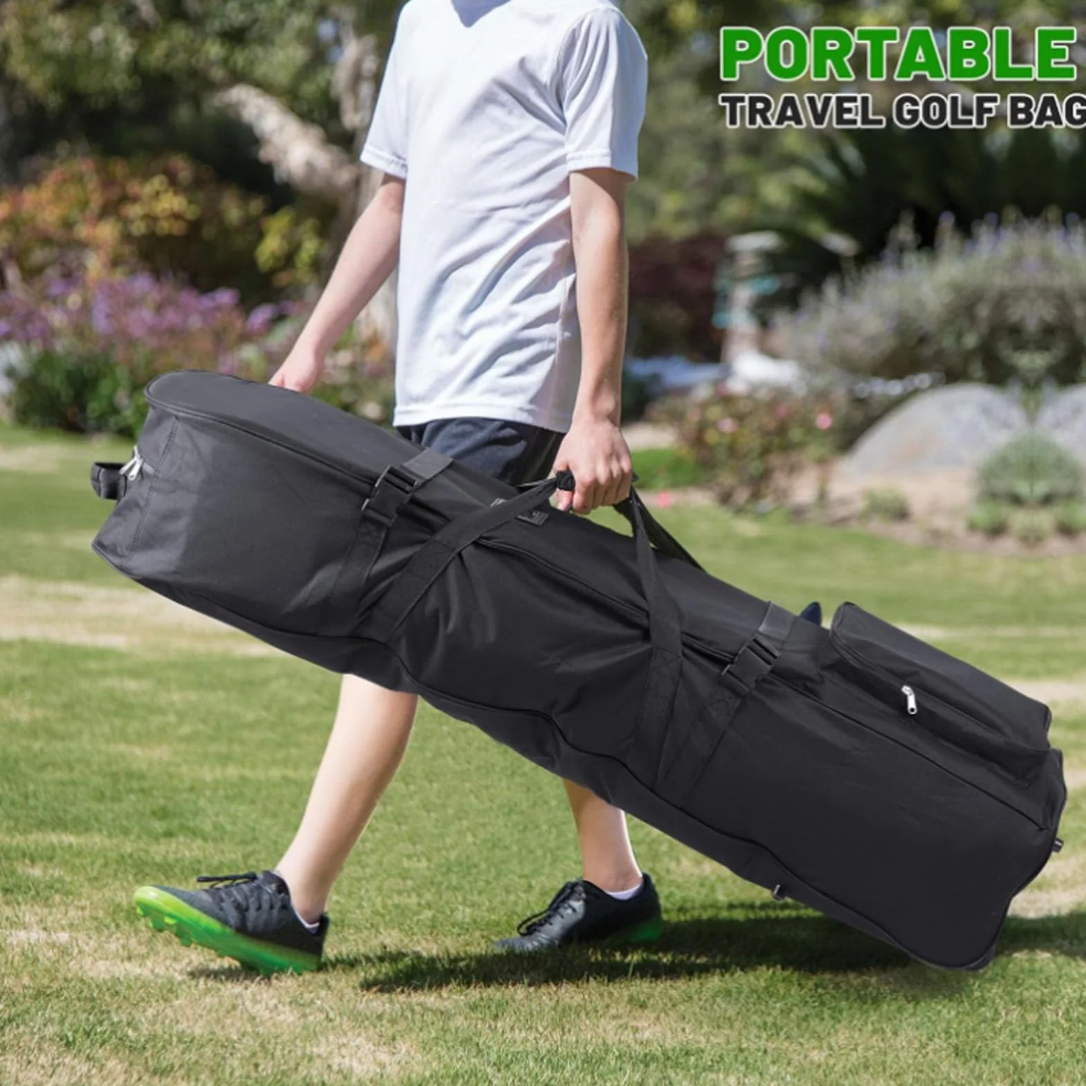 Ejoyous Borsa da Viaggio da con Ruote, Sacca da Golf, Sacca da per Viaggi Aerei, Tessuto Oxford, Rotolamento Silenzioso