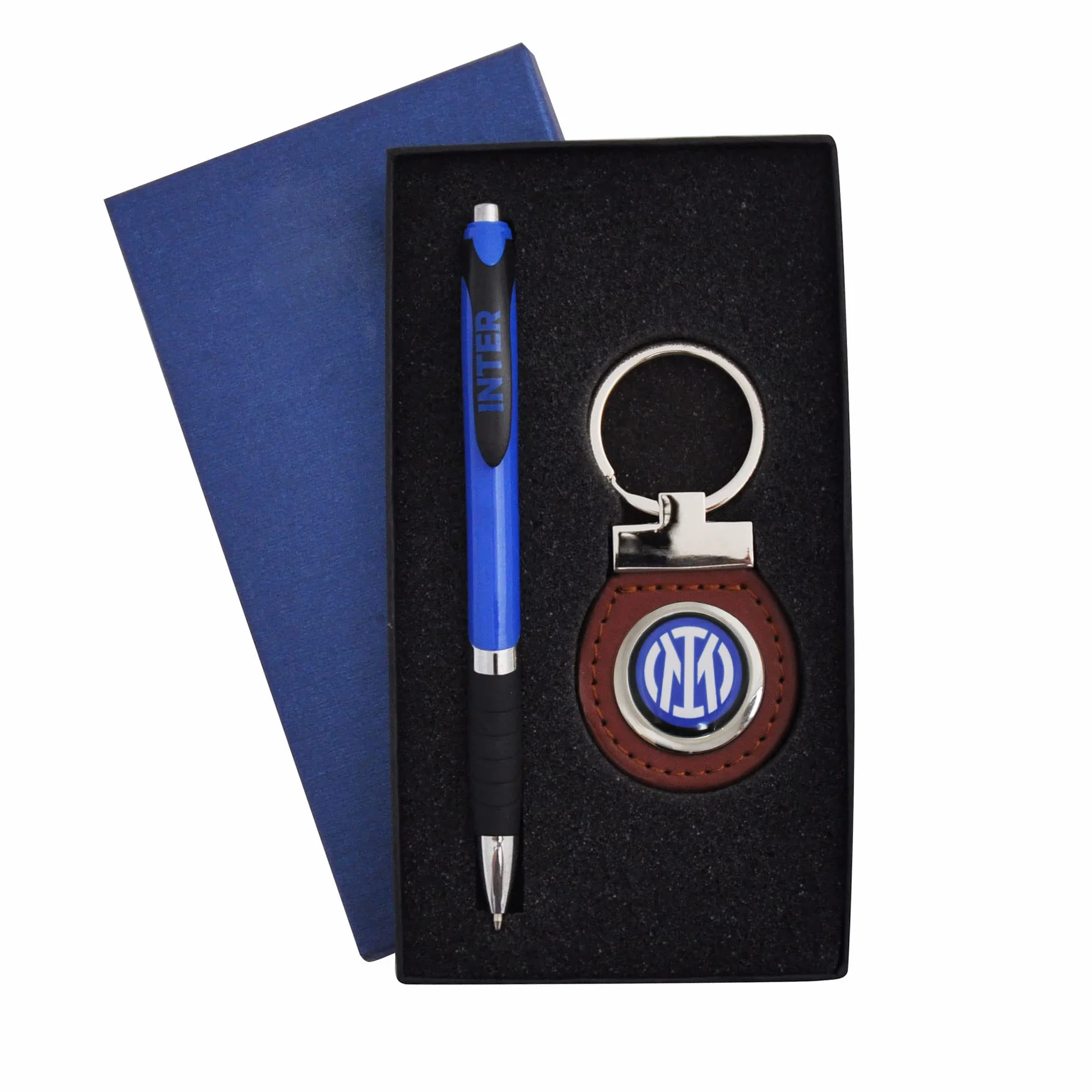 Inter Internazionale NERAZZURRI Set Penna e Portachiavi con Logo Ufficiale