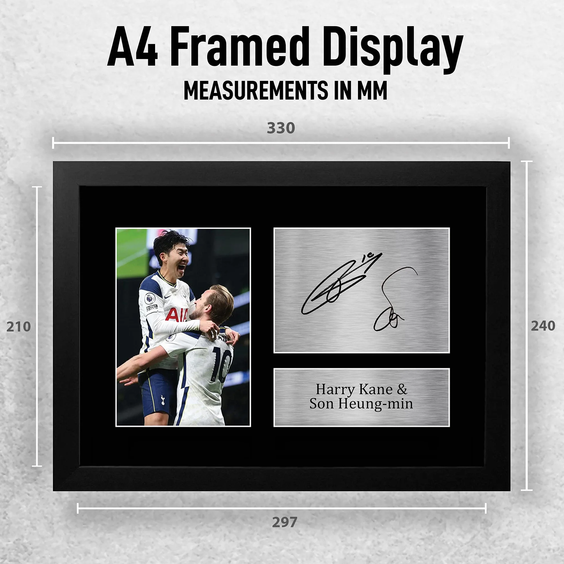 Harry Kane & Son Heung-min Autografata Foto A4 Cornice Regalo Calcio