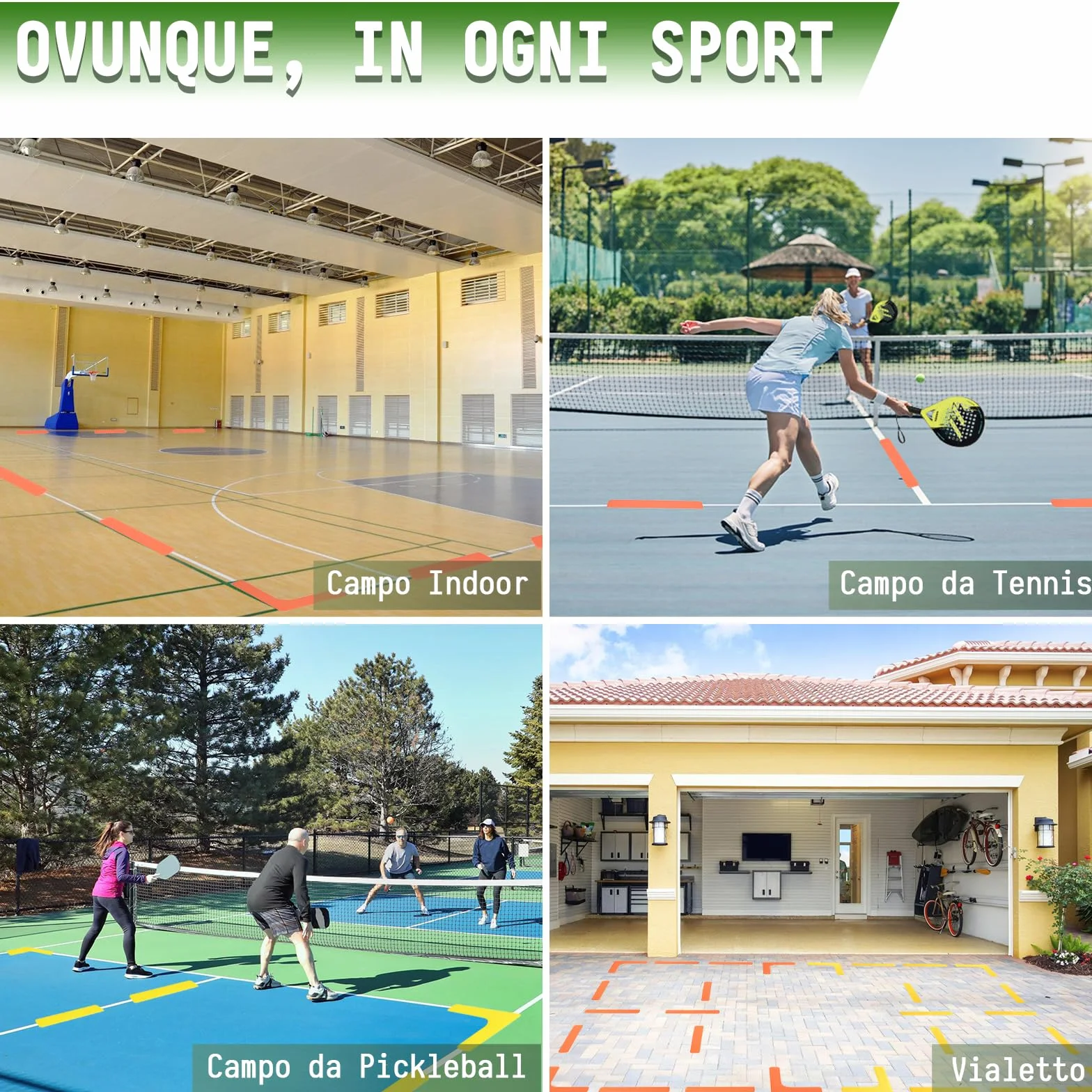 BOOSTEADY Kit Marcatori Linee Campo Pickleball 28 Pezzi Anti-Scivolo Resistenti al Vento