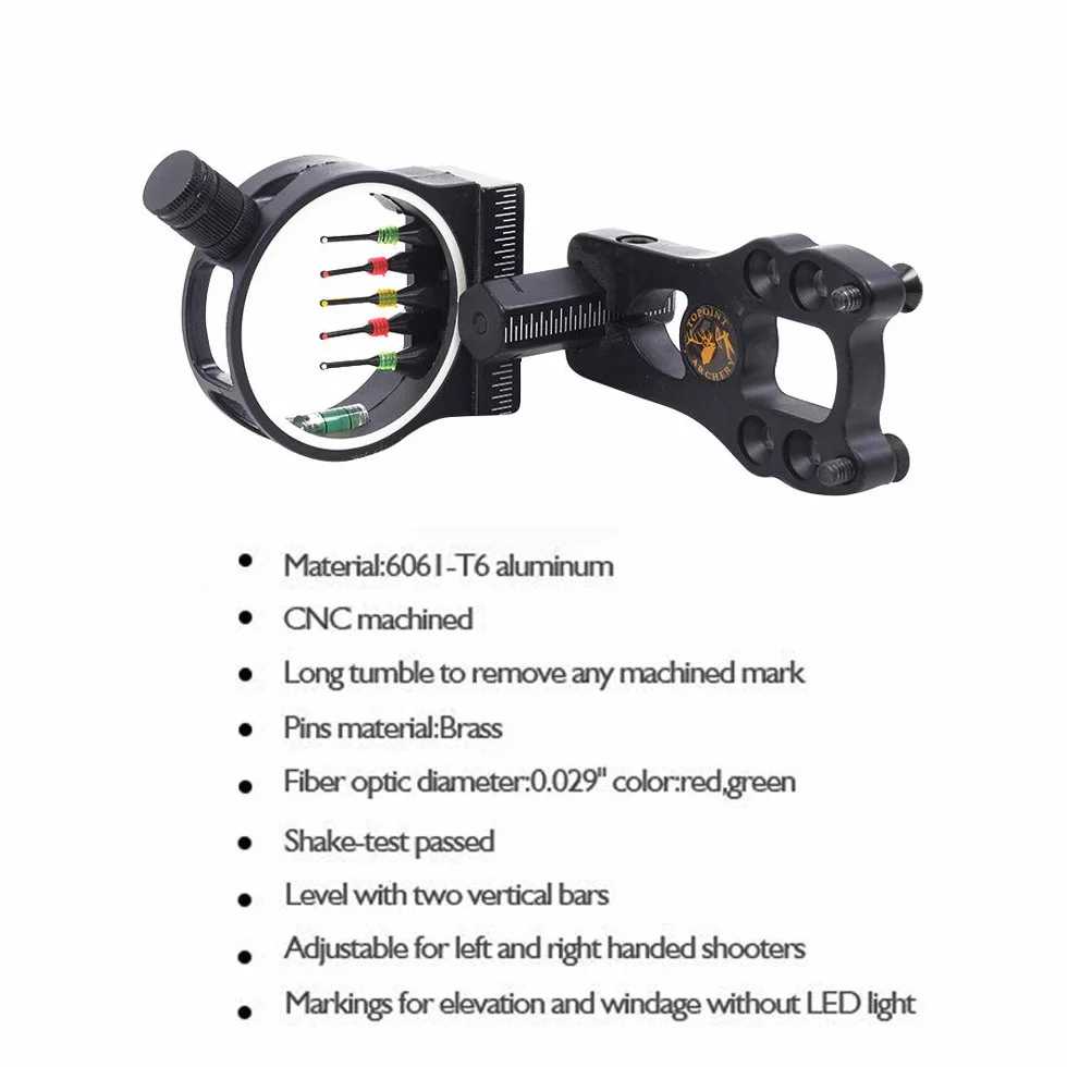 SHARROW Set di Accessori per Arco Compound con Mirino a 5 Pin, Riposo Freccia, Stabilizzatore, Peep Sight, Bow Sling, Corda D-Loop
