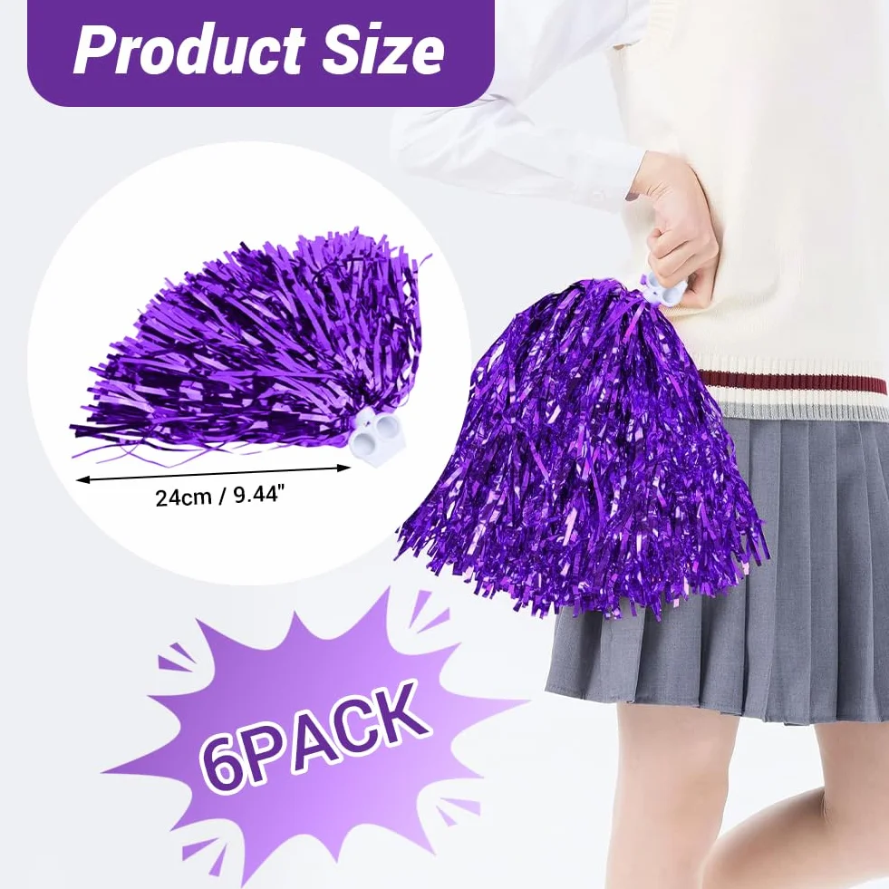 Cheerleading Poms, 6 pz Pom Pom per Feste Sportive Viola