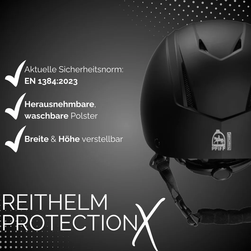 PFIFF Casco da equitazione ProtectionX per bambini misura regolabile ventilazione blu nero rosa taglia 48-52 cm XS 52-56 cm S
