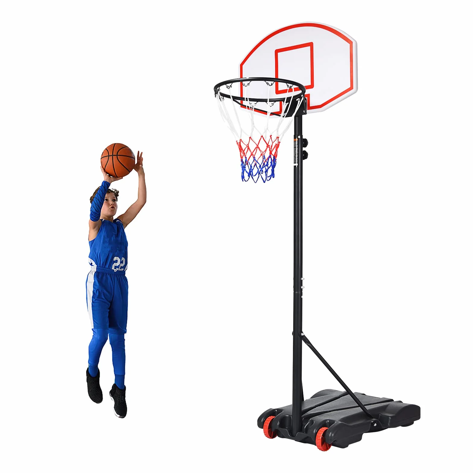 COSTWAY Canestro da Basket Regolabile 178-208 cm per Bambini con Ruote e Base Riempibile