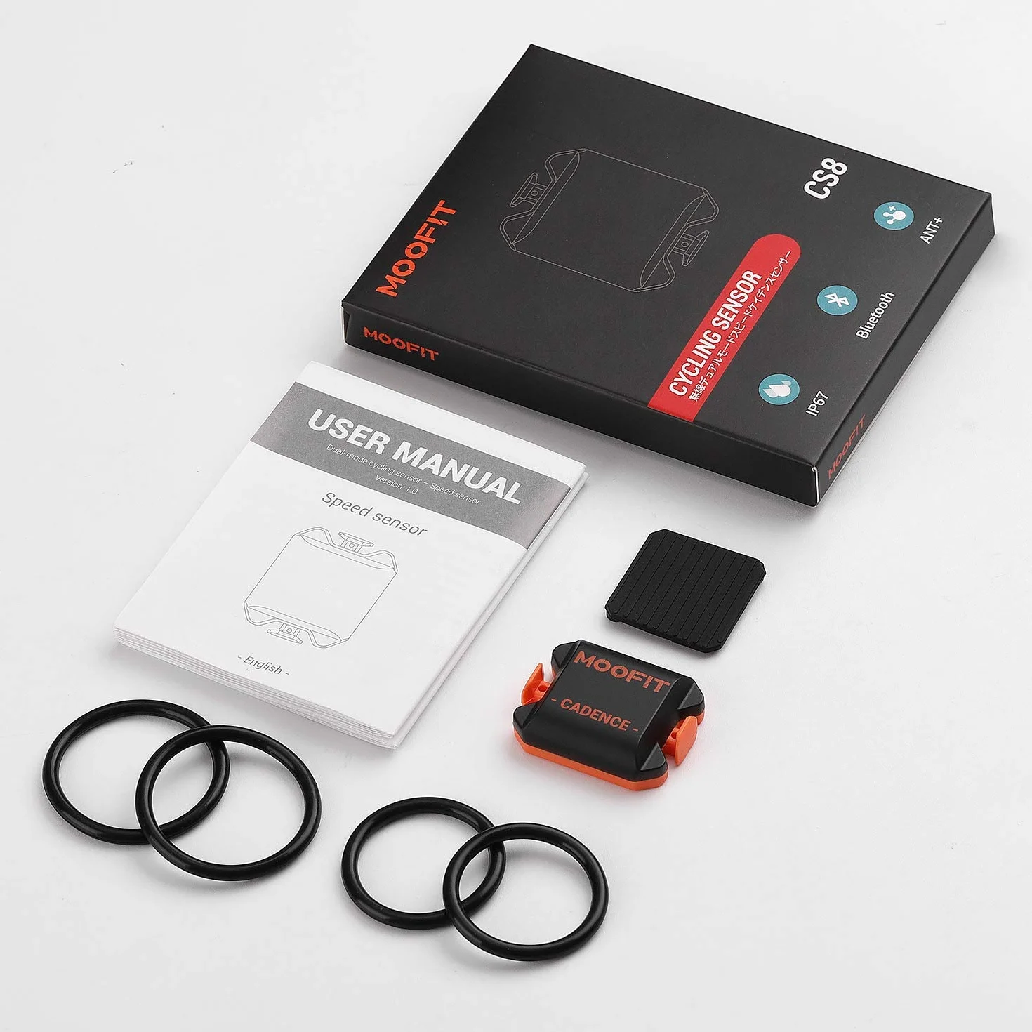 moofit CS8 Sensore di Velocità e Cadenza Wireless Bluetooth ANT+ IP67 Arancione