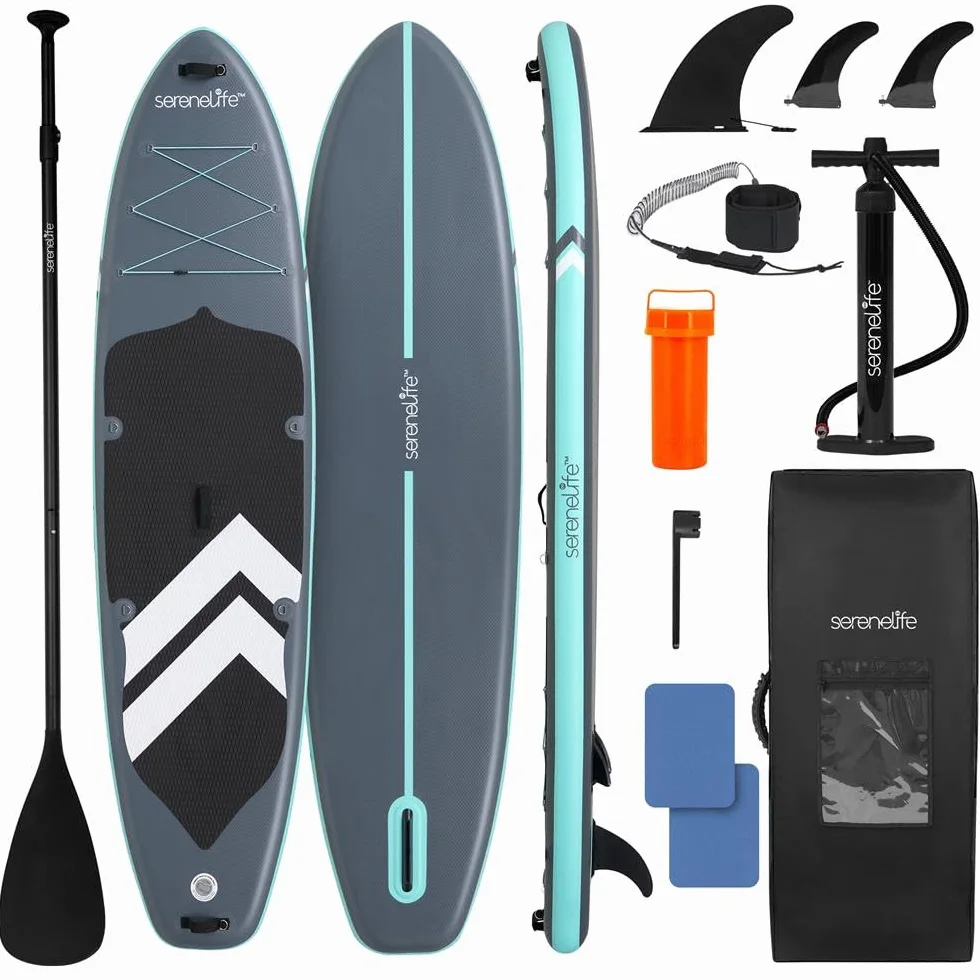 SereneLife SUP Gonfiabile XL, Tavola Sup Extra Larga per Adulti, Stand Up Paddle Board per Bambini e Animali, Deck Antiscivolo, Design Stabile e Leggero, Accessori Premium, Capacità 200 kg
