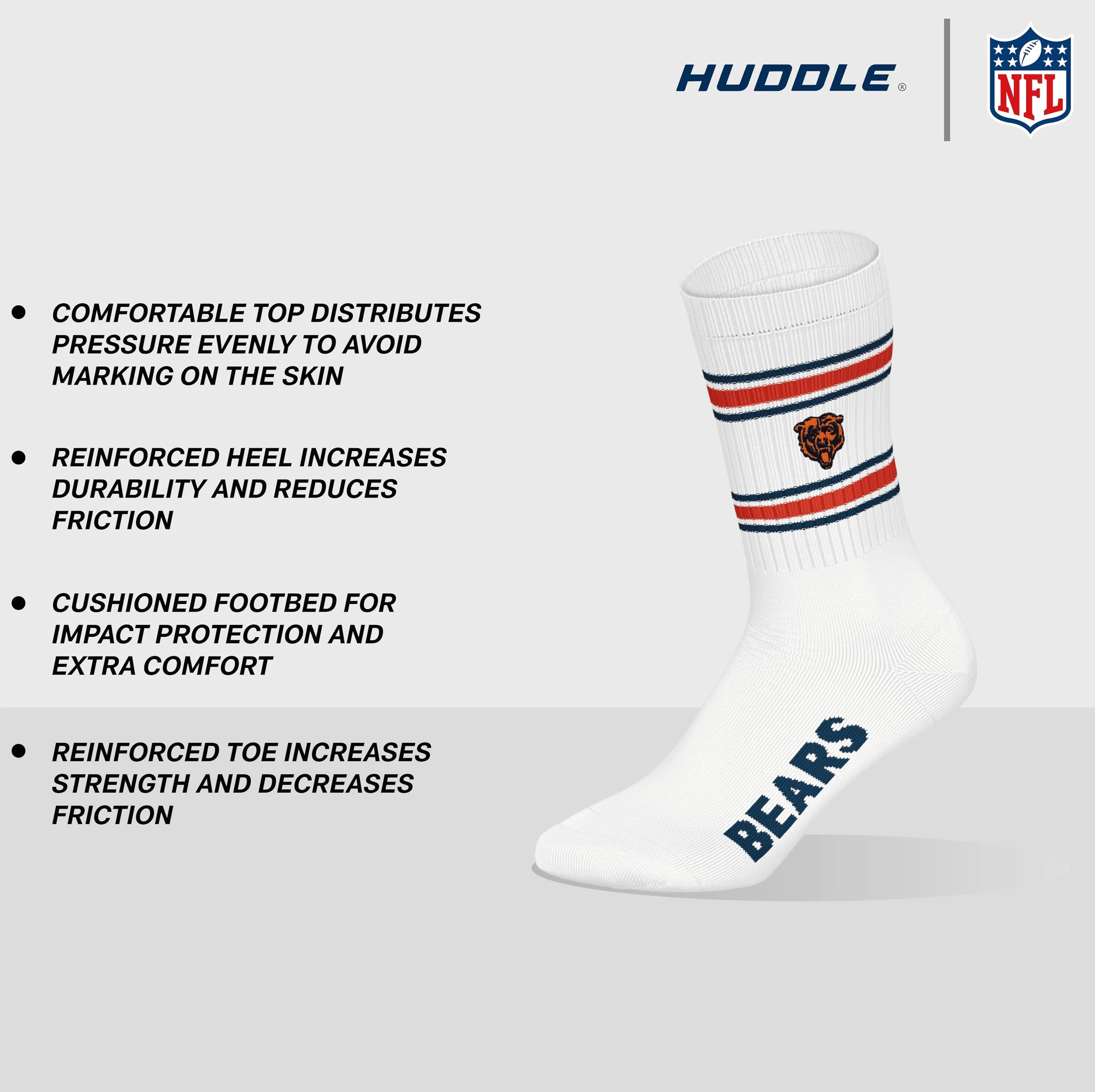 NFL Chicago Bears 3pk Crew Socks Calzini sportivi Unisex Adulto