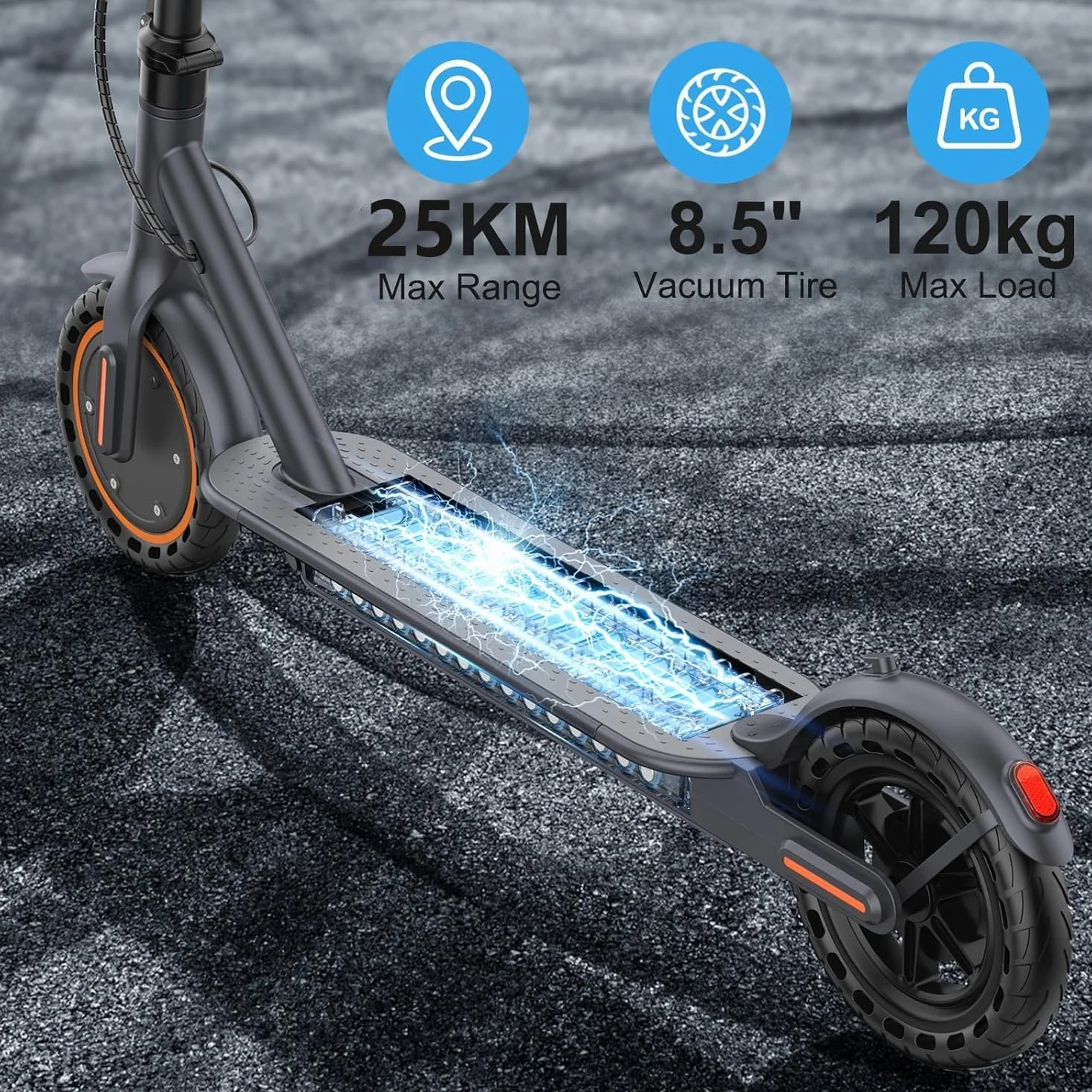 Monopattino Elettrico Adulto Pieghevole 25 km/h 35 km Autonomia 8.5" Pneumatici Solidi 120 kg Doppia Frenata