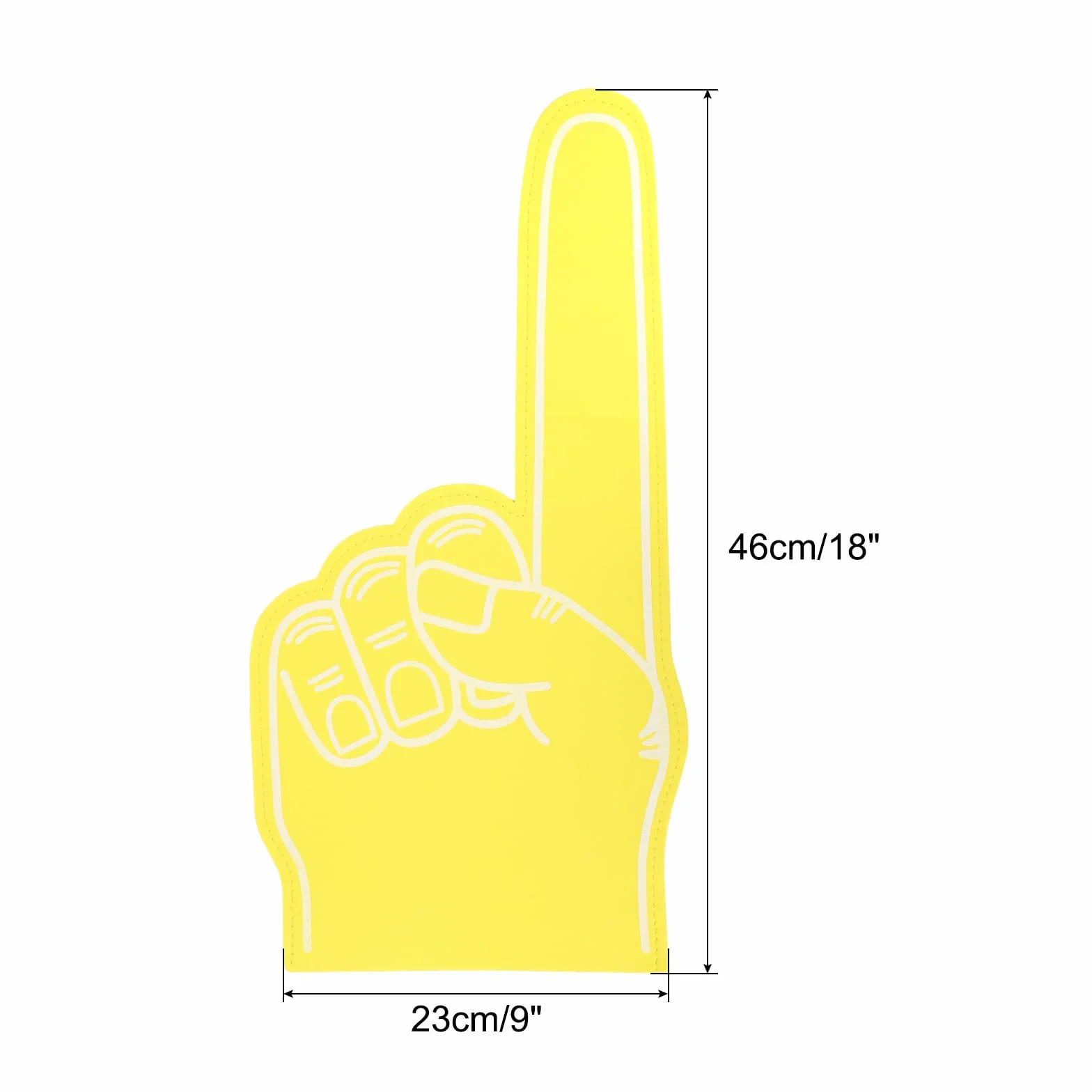 PATIKIL Dito di Schiuma Gigante da 18 Pollici, 2pz, Mano di Schiuma Fai-da-Te per Cheerleading, Giallo