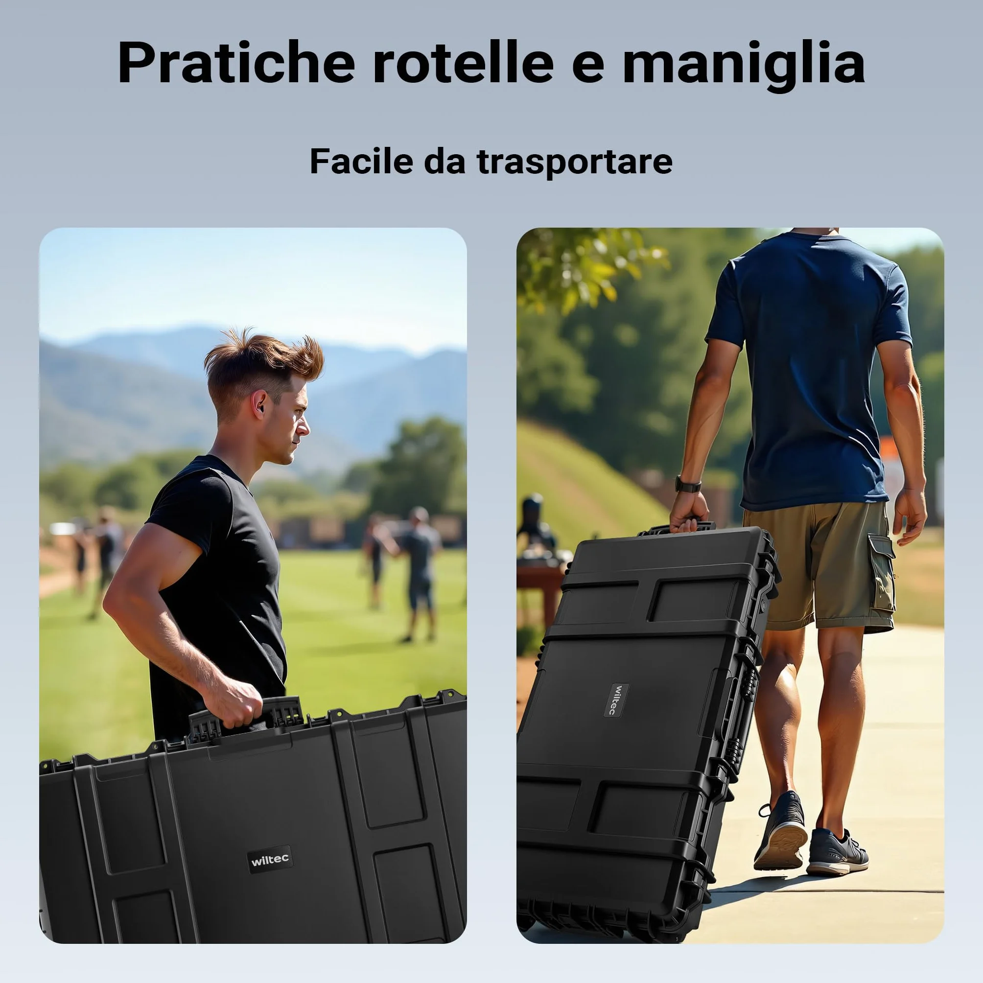 Wiltec Valigetta porta armi, Custodia Trolley per fucili, interno imbottito antiurto