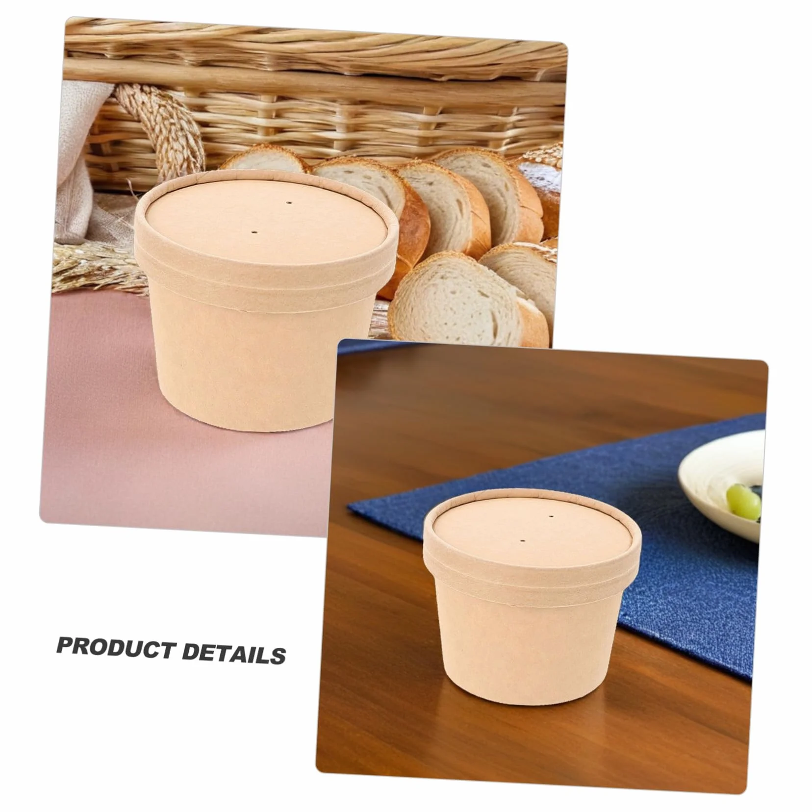 Coppette di Carta per Dessert con Coperchio in Carta Kraft Usa e Getta 10 set
