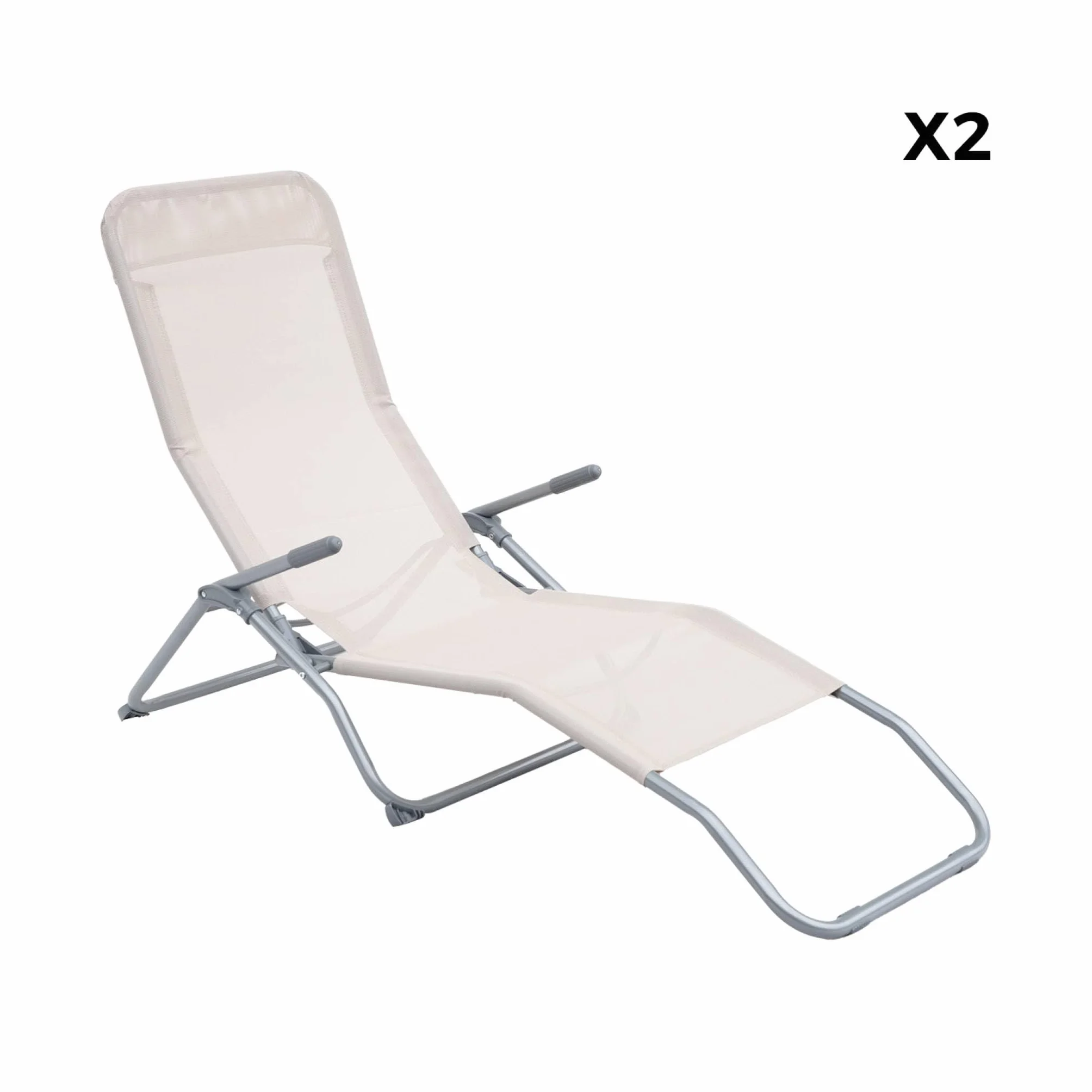 Set 2 sdraio in textilene multiposizione Talpa - 70x165x60 cm