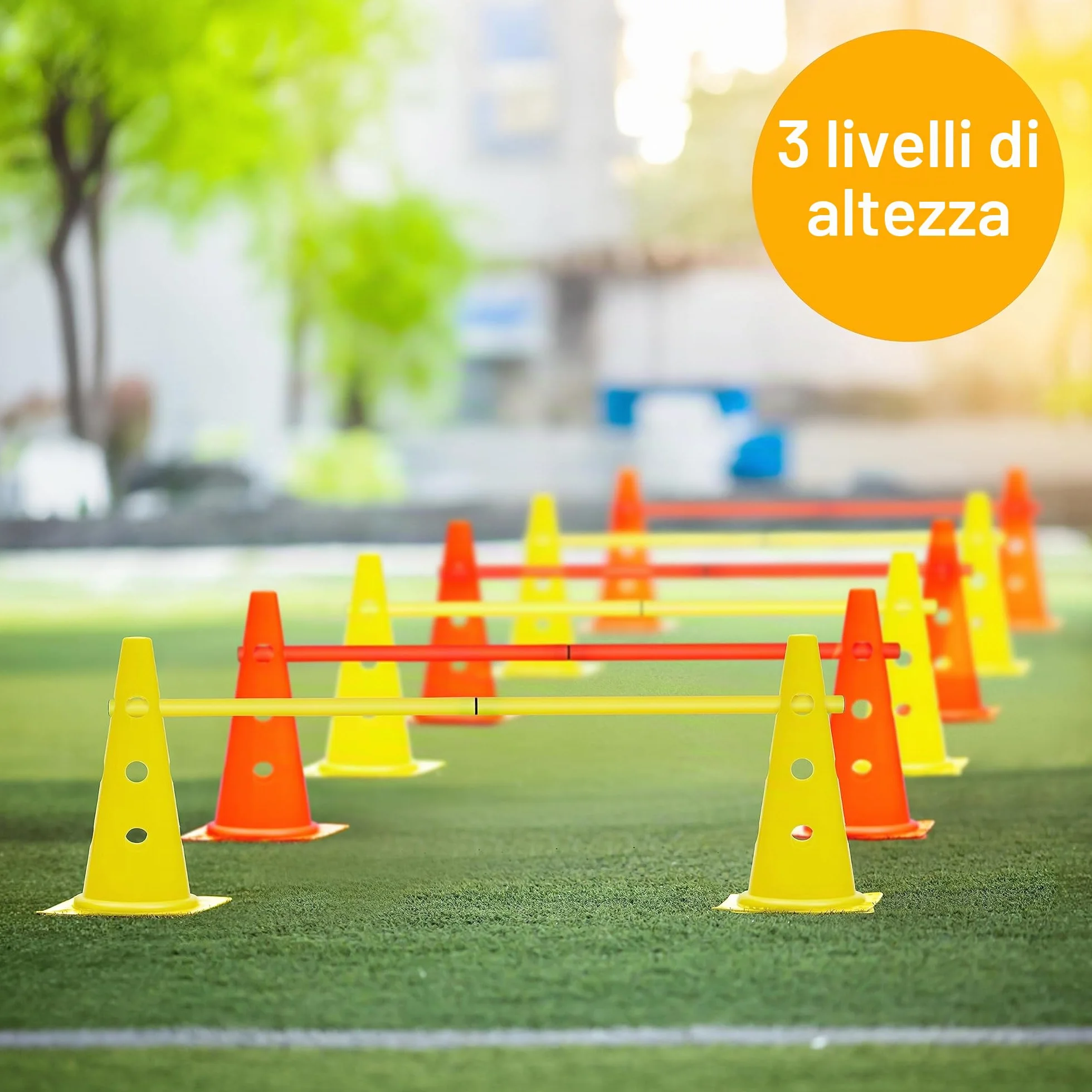 BRAMBLE! 12 Regolabili Ostacoli da Allenamento con Coni e Bastoncini per Bambini, Cani, Indoor i Outdoor