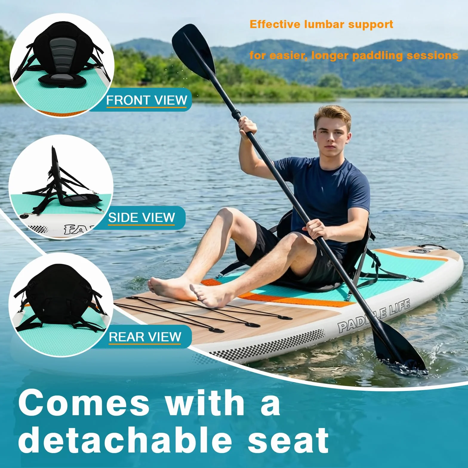Tavola SUP gonfiabile 351x89 cm 200 kg z pompa, pinne, zaino, custodia impermeabile