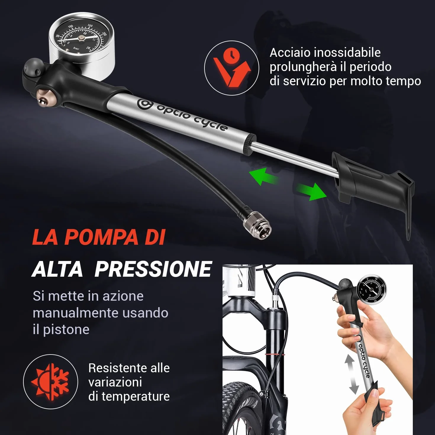 Pompa Ammortizzatori MTB con Manometro – Pompa Sospensioni Bici Compatibile Fox, RockShox, Manitou
