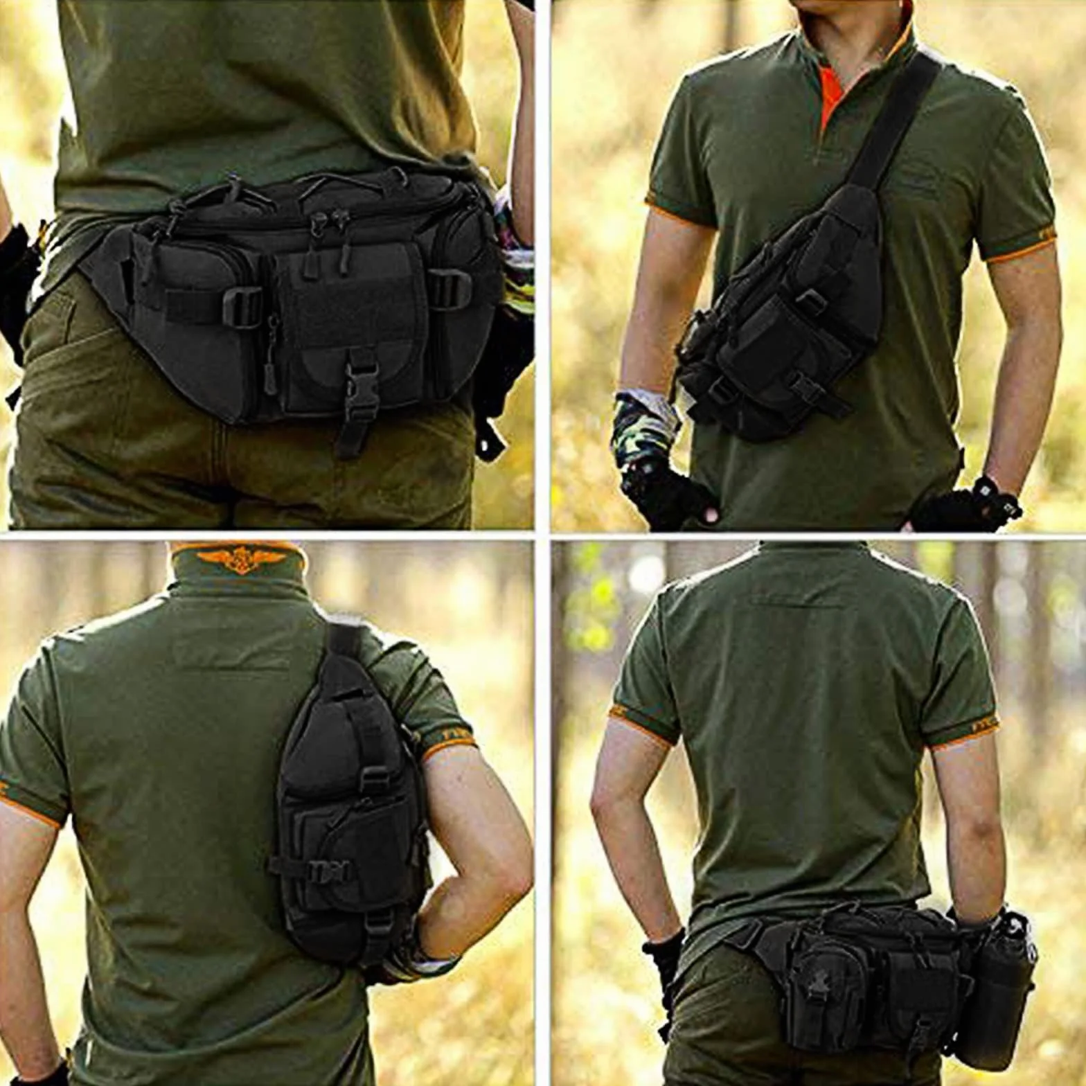 Huntvp Marsupio Tattico Sportivo Borsa Petto Militare per Campeggio Escursione Ciclismo Viaggio Trekking Outdoor
