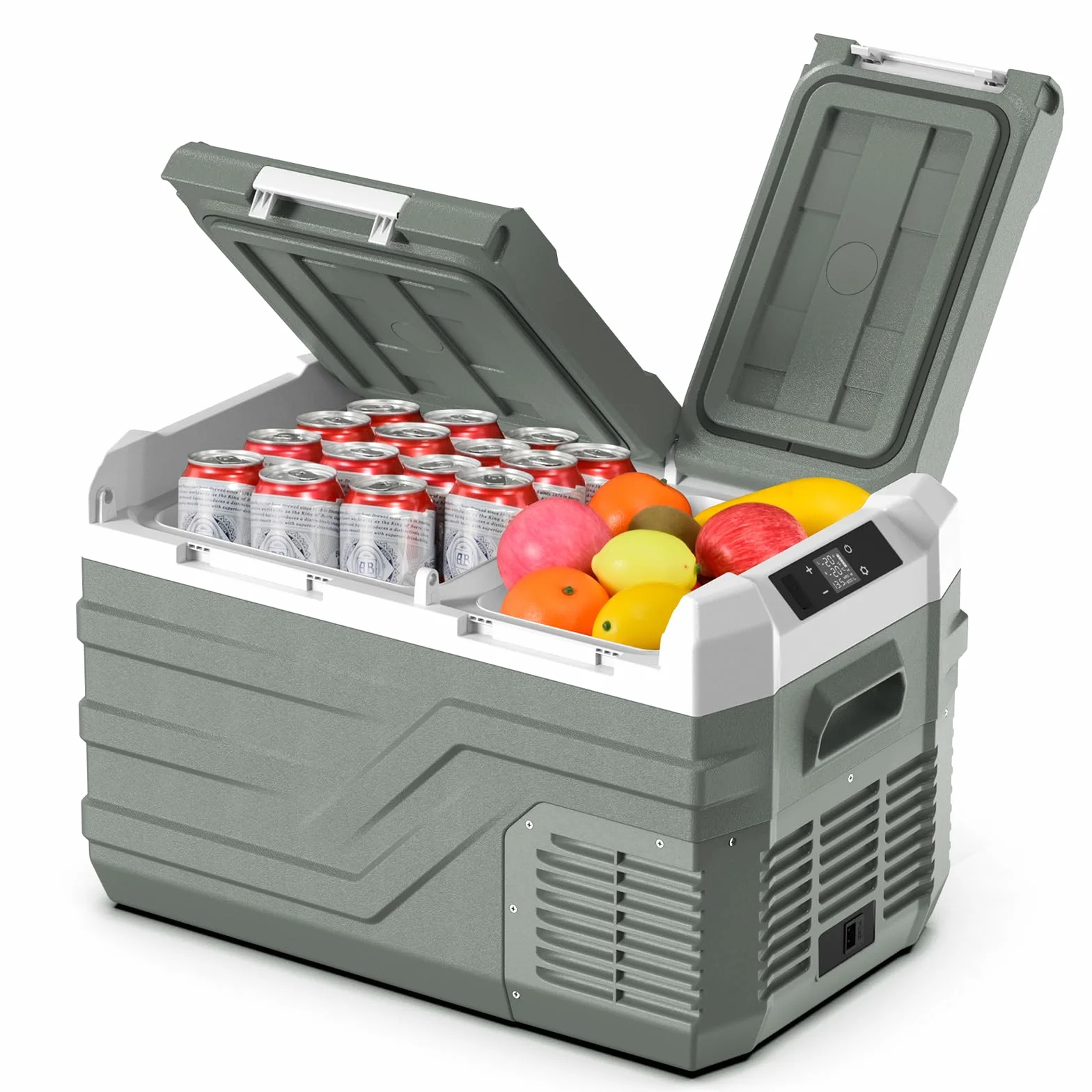 Alpicool Frigorifero Portatile Elettrico 23L, Frigoriferi per Auto 12V /24V DC 100~240 Volt AC Doppia zona Frigo Auto -20℃~20 ℃, Mini Frigo da Campeggio per Camion, Barca, Viaggio, Picnic