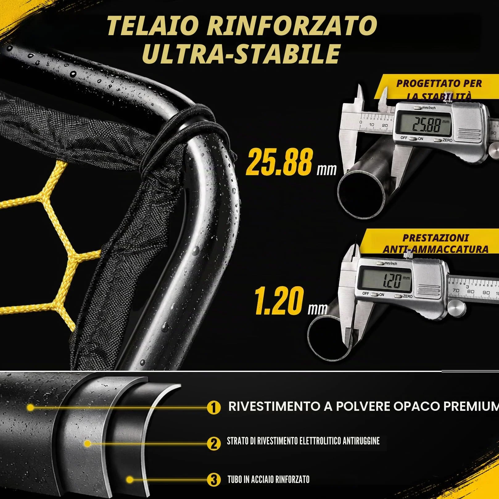 Happy Jump Rete di Rimbalzo Calcio 1x1m Angoli Regolabili Struttura a Nido d’Ape