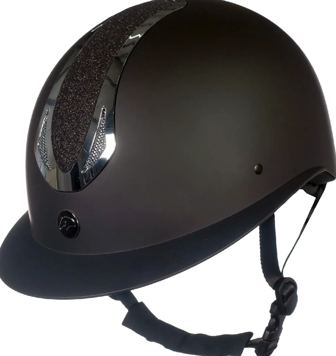 HKM Unisex Illusion Casco da equitazione Nero/Argento Lucido L = 58-60 cm