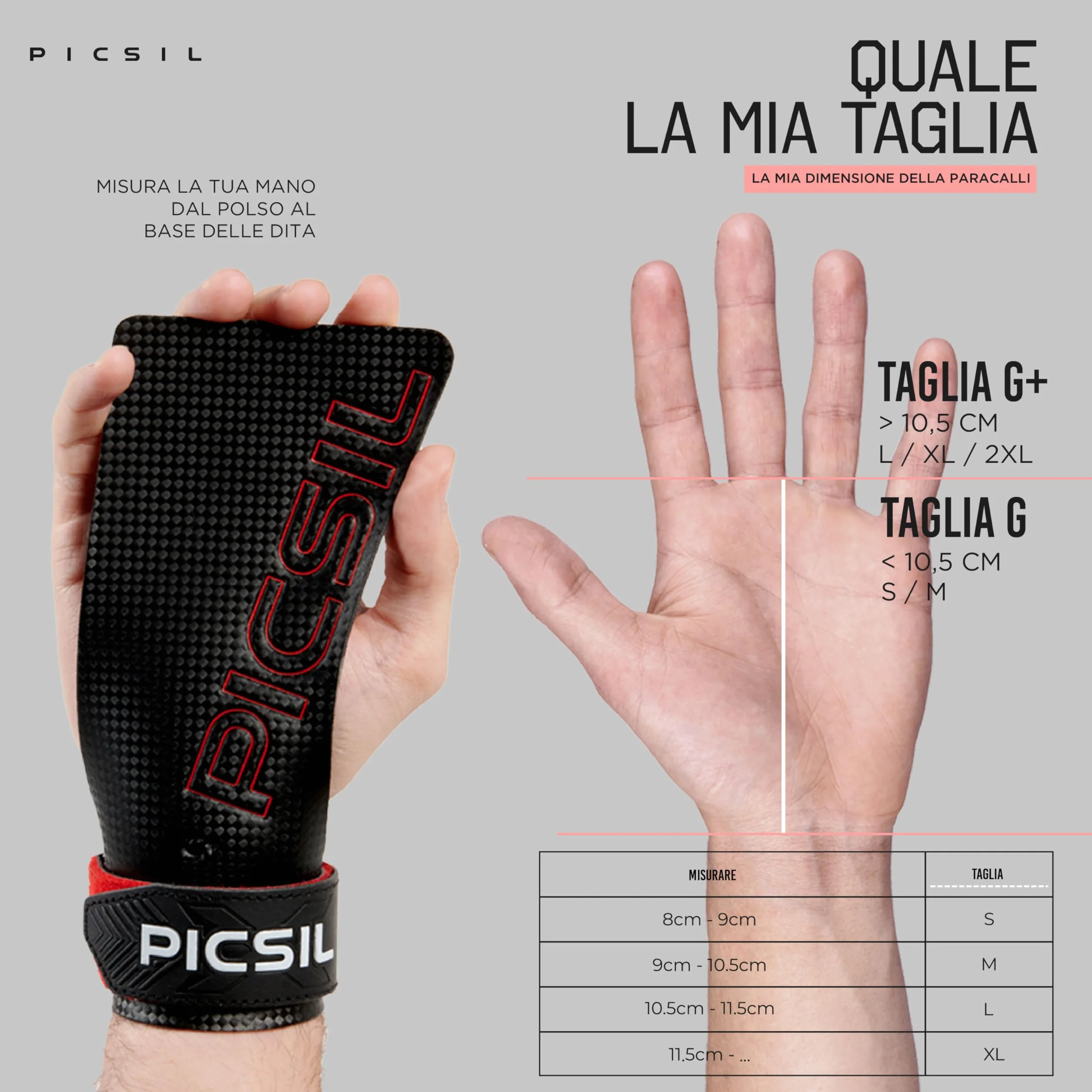 PICSIL Paracalli RX Carbon Fiber Grips Professionali 3 Fori per Cross Training Ginnastica Calisthenics