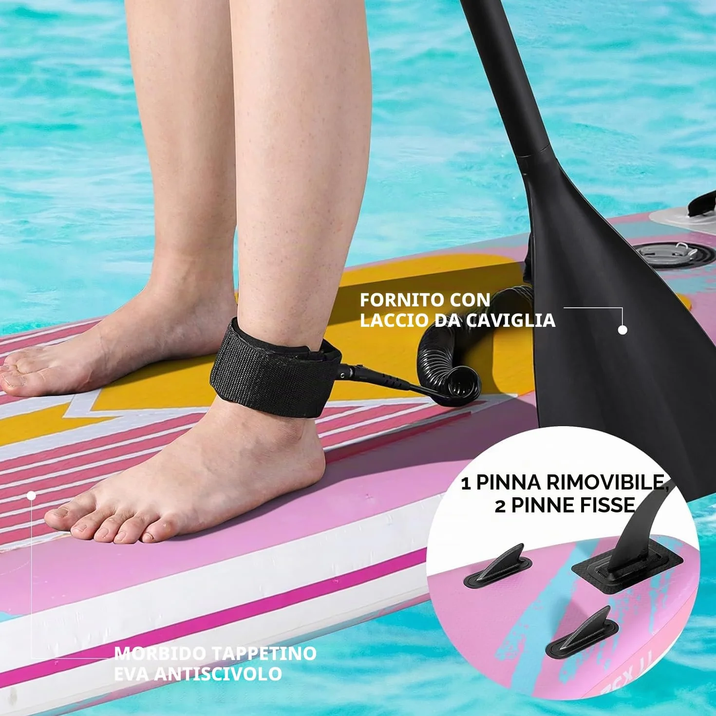 Tavola Sup Gonfiabile Adulti, 305 x 76 x 15 cm - Stand Up Paddle Board Gonfiabile con Grande Stabilità per Tutti I livelli Di Abilità, Per Yoga Touring Pesca, 200 kg