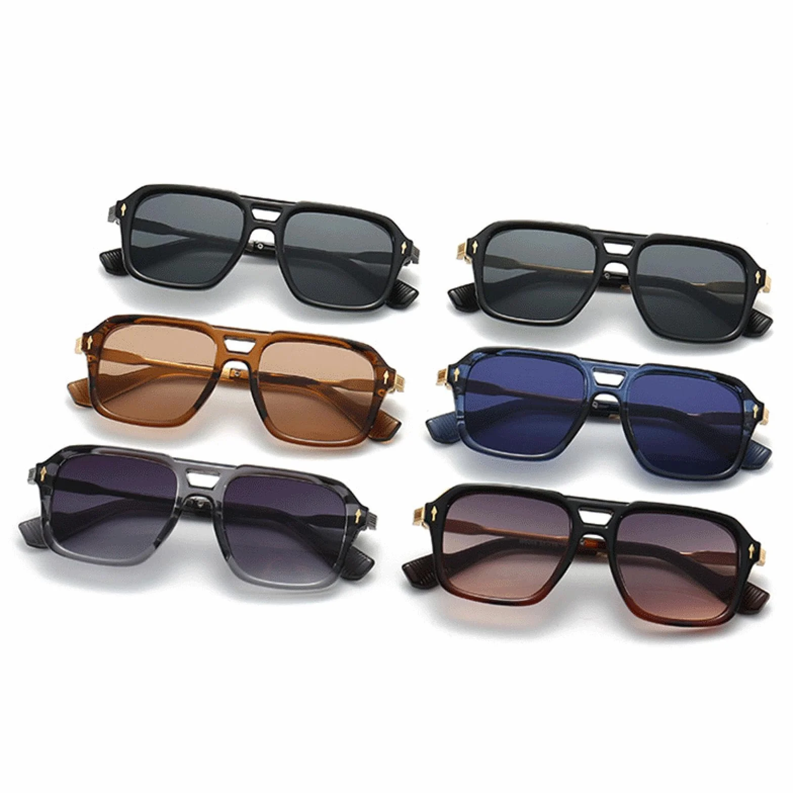 Okulary przeciwsłoneczne UV400 retro podwójny mostek unisex