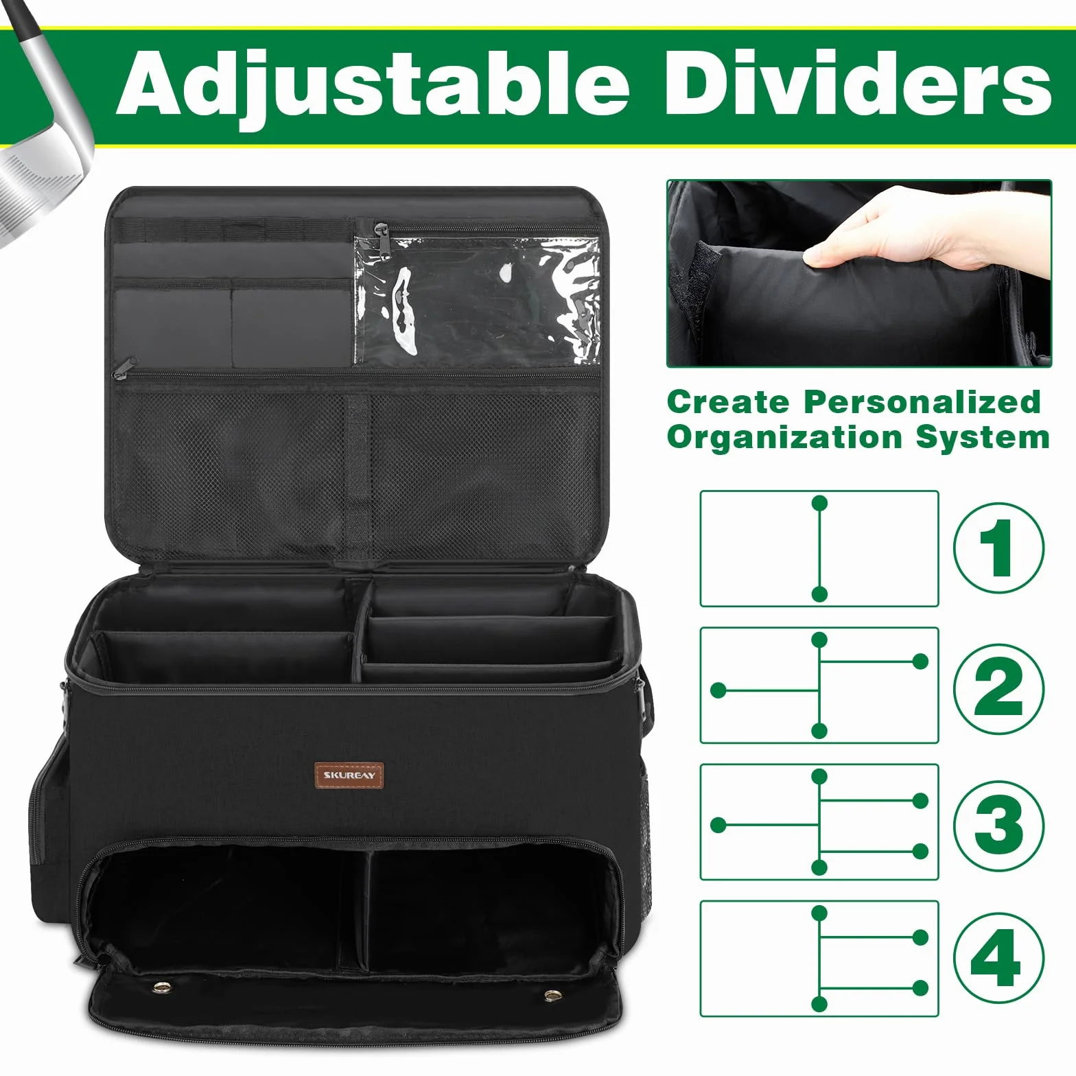 Organizzatore da Golf per Auto, armadietto da Golf a 2 Strati con Scomparto per Scarpe ventilato Separato, Organizer per Auto da Golf Grigio per Accessori da Golf, da Uomo (Nero)