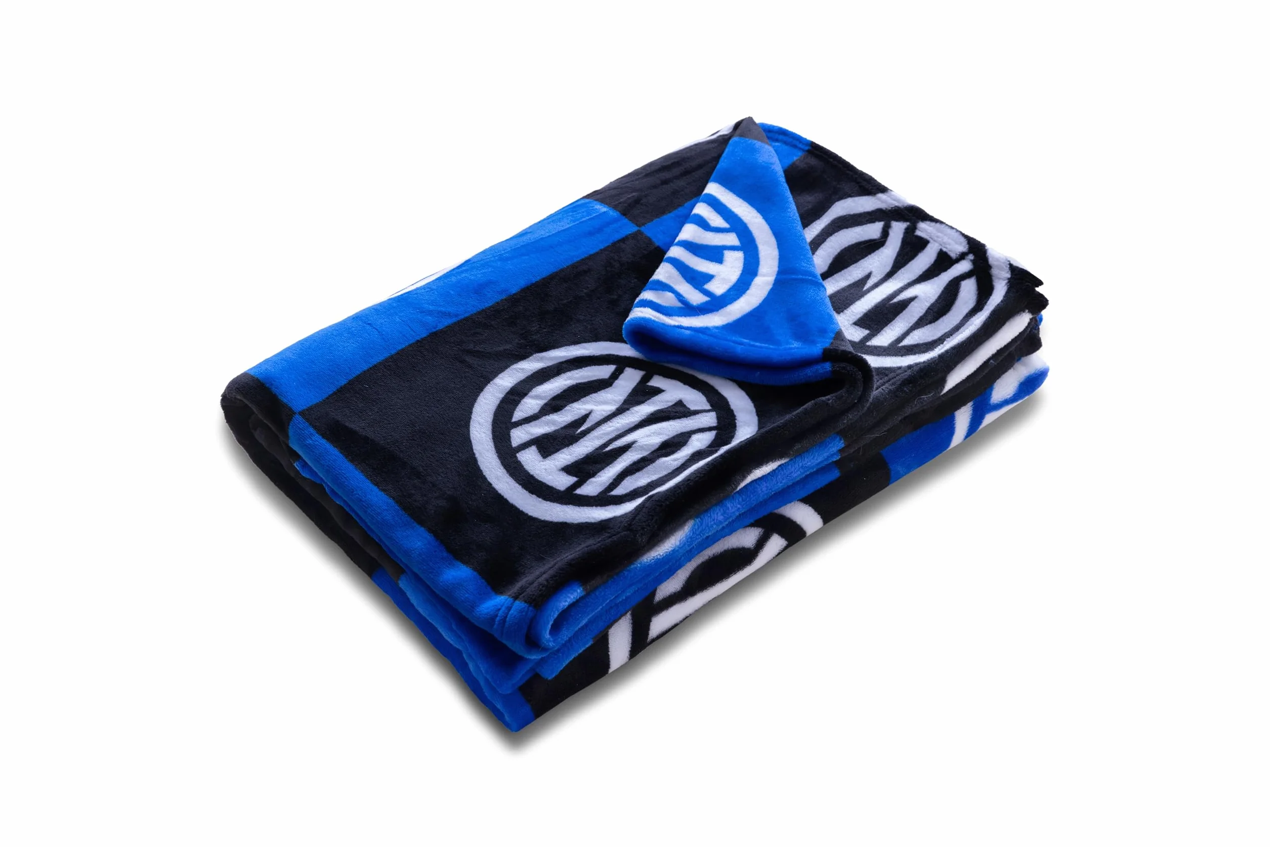 Plaid Coperta Morbida Con Logo 150x210 Nero Azzurro Soft Touch