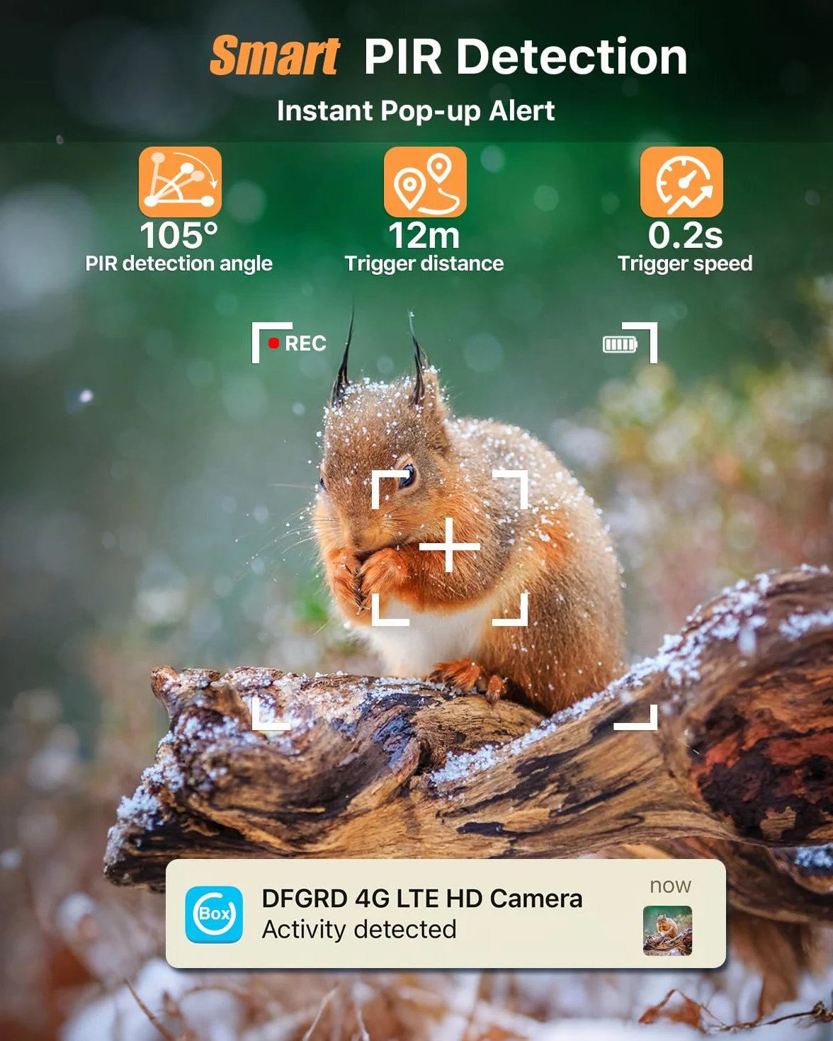Fototrappola 4G LTE con SIM, 2K Telecamera Esterna Pannello Solare, 360° PTZ Visione Notturna Colori, Rilevamento PIR, IP66