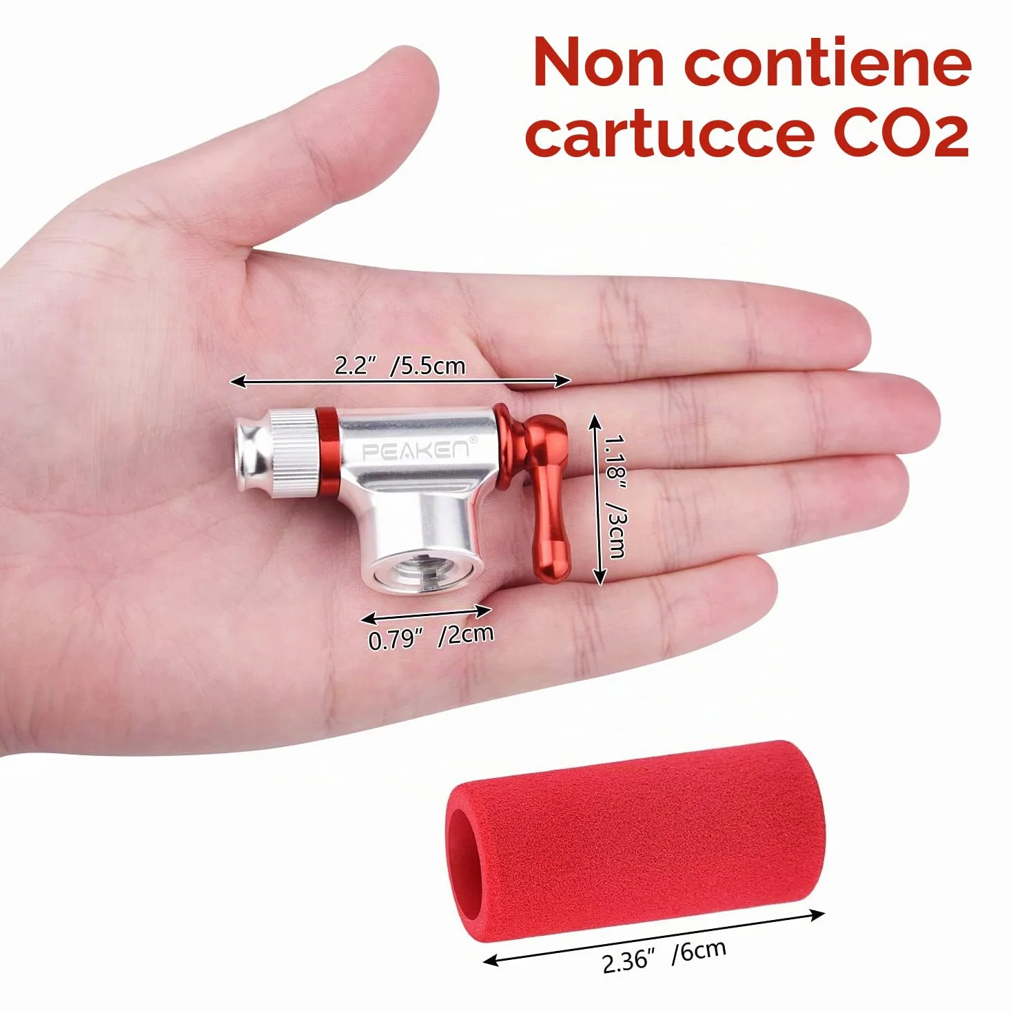 Pompa CO2 Veloce e Leggero Compatibile Presta Schrader per Bici