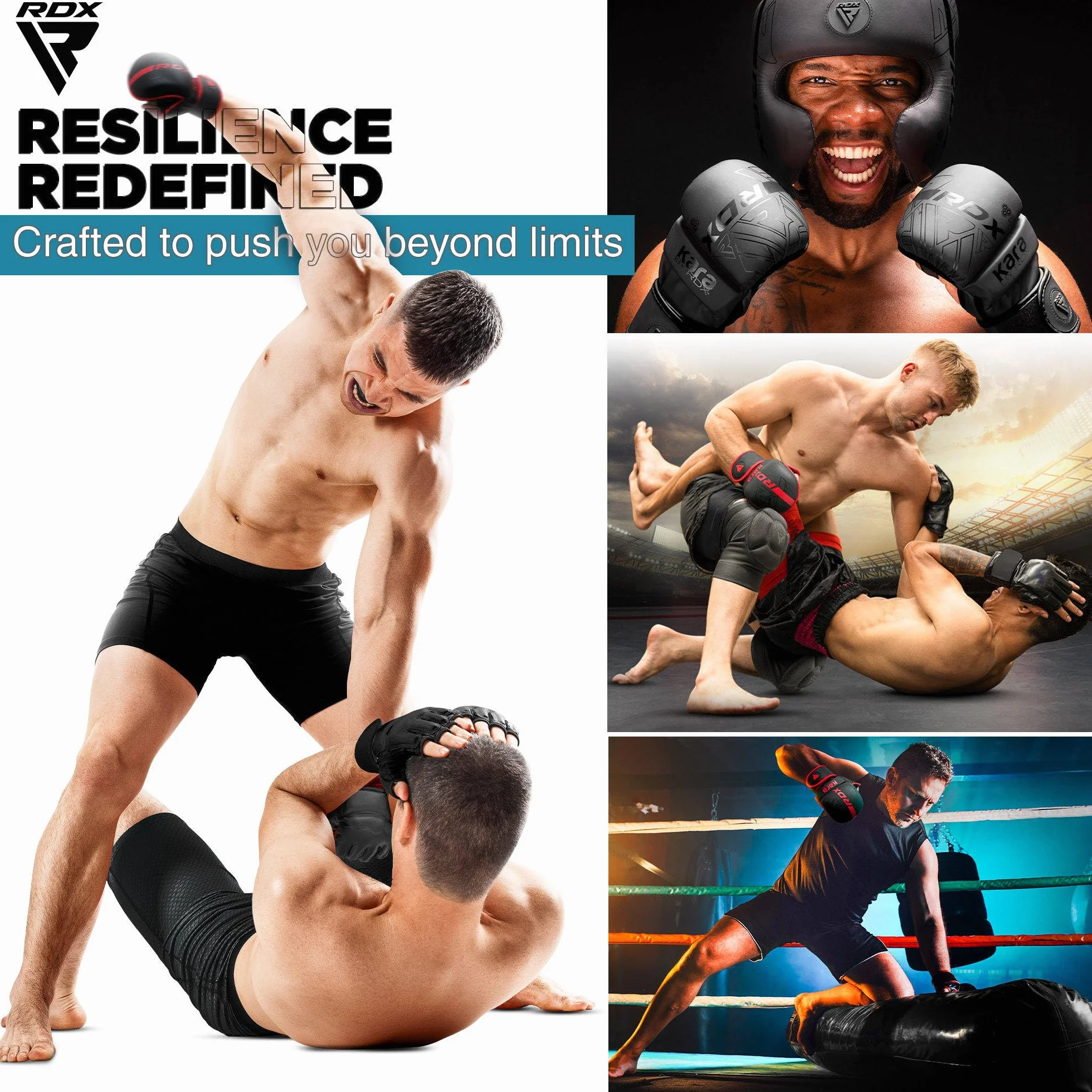 RDX Guanti MMA per Arti Marziali Grappling Allenamento, Maya Hide Cuoio Kara Sparring Guantoni per Kickboxing, Muay Thai, Combattimento in Gabbia, Sacchi Pugilato, Sacco da Boxe