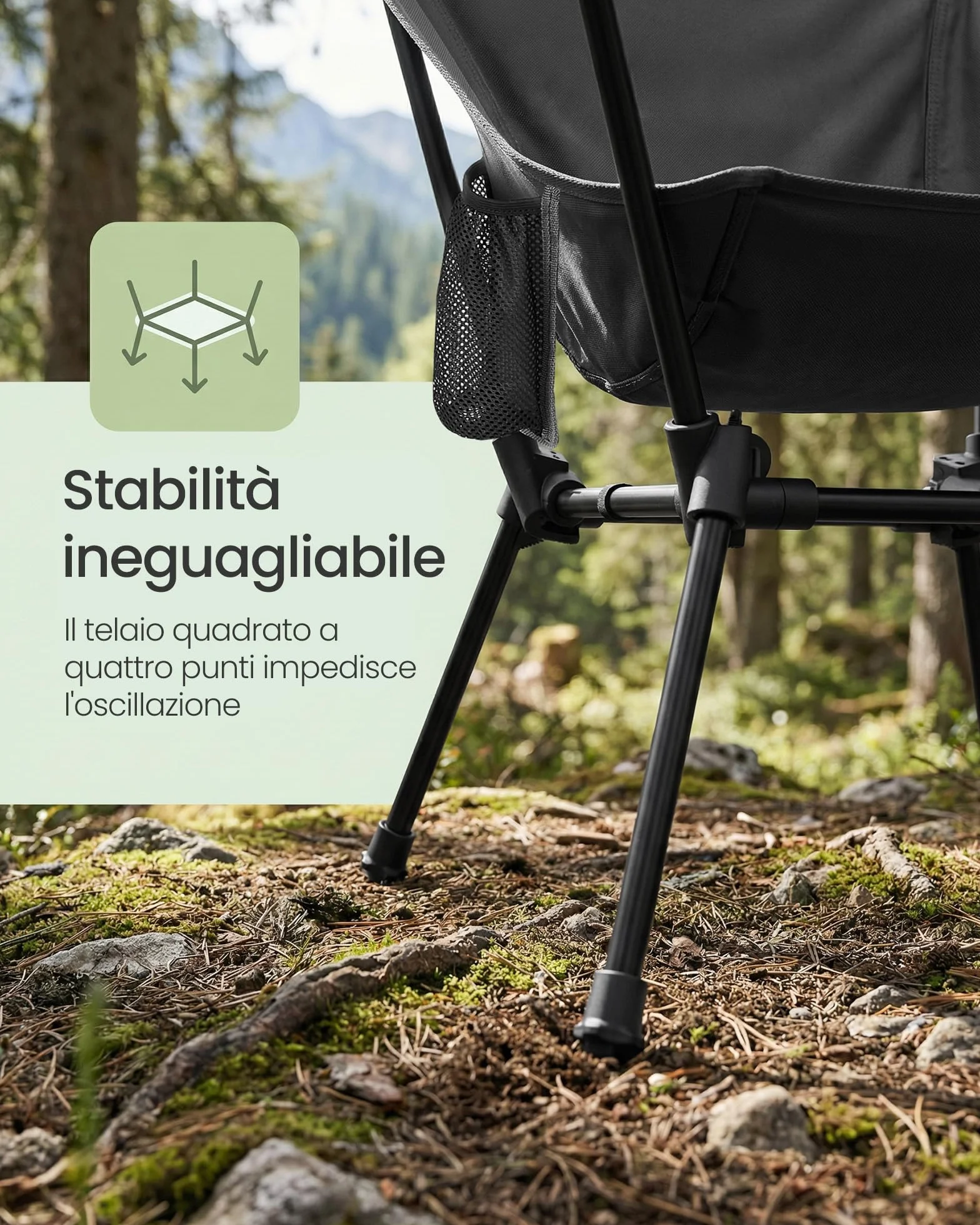 SONGMICS Sedie da Campeggio Regolabili, Set di 2, Acciaio, Portata 150 kg, Nero