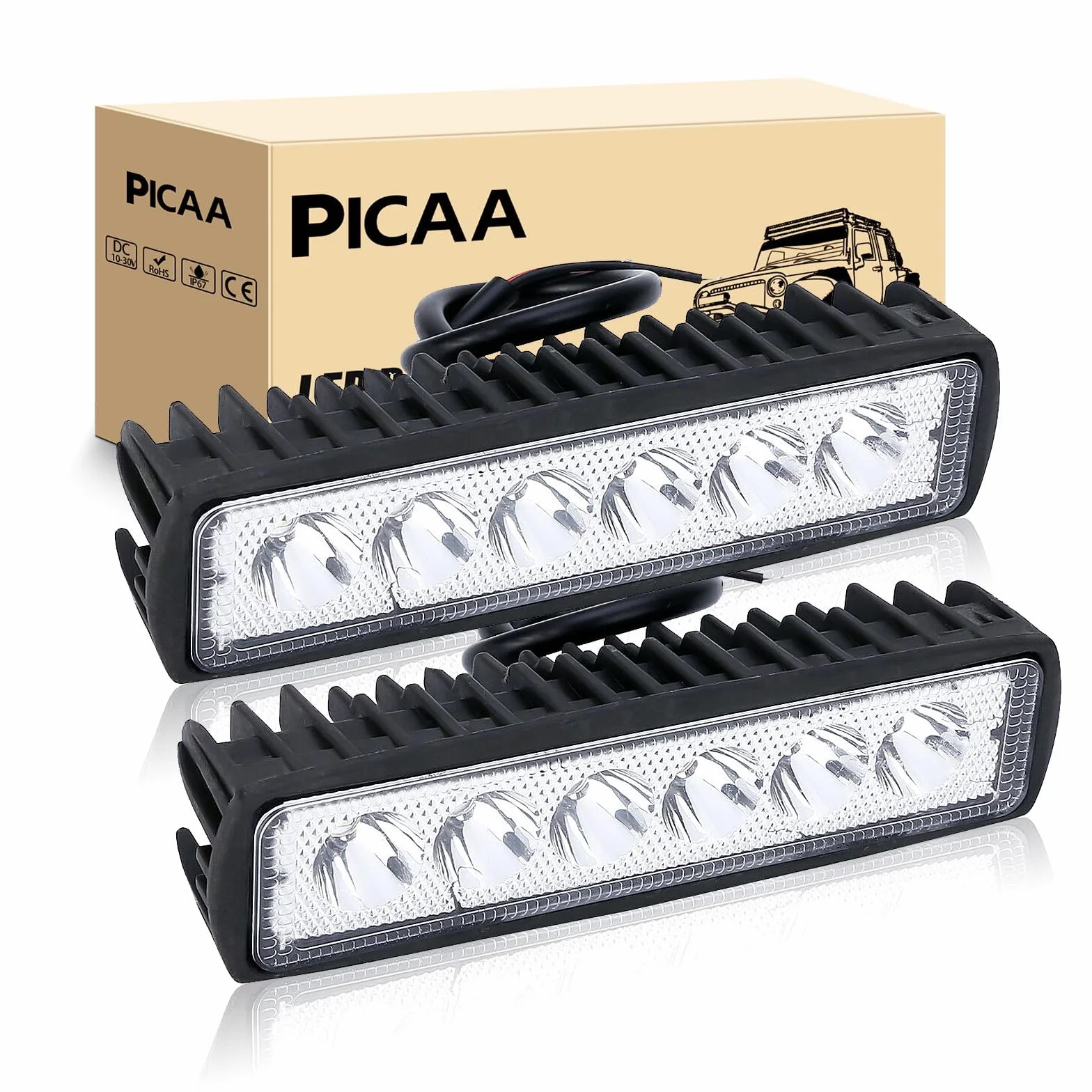 PICAA 2pcs Faro da Lavoro LED 18W Mini 6 Pollici Spot Light per Auto, Off Road per Fuoristrada Guida Fendinebbia, per Barca Luci di Guida Faro, per SUV Lampada Trattore