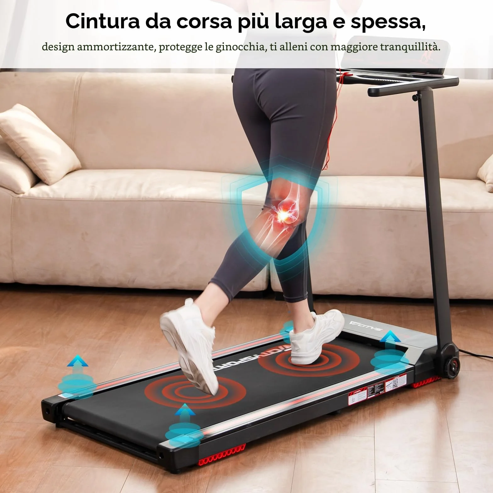 CITYSPORTS Tapis Roulant Elettrico Pieghevole 1-12km/h Salvaspazio Display LED Compatto Casa