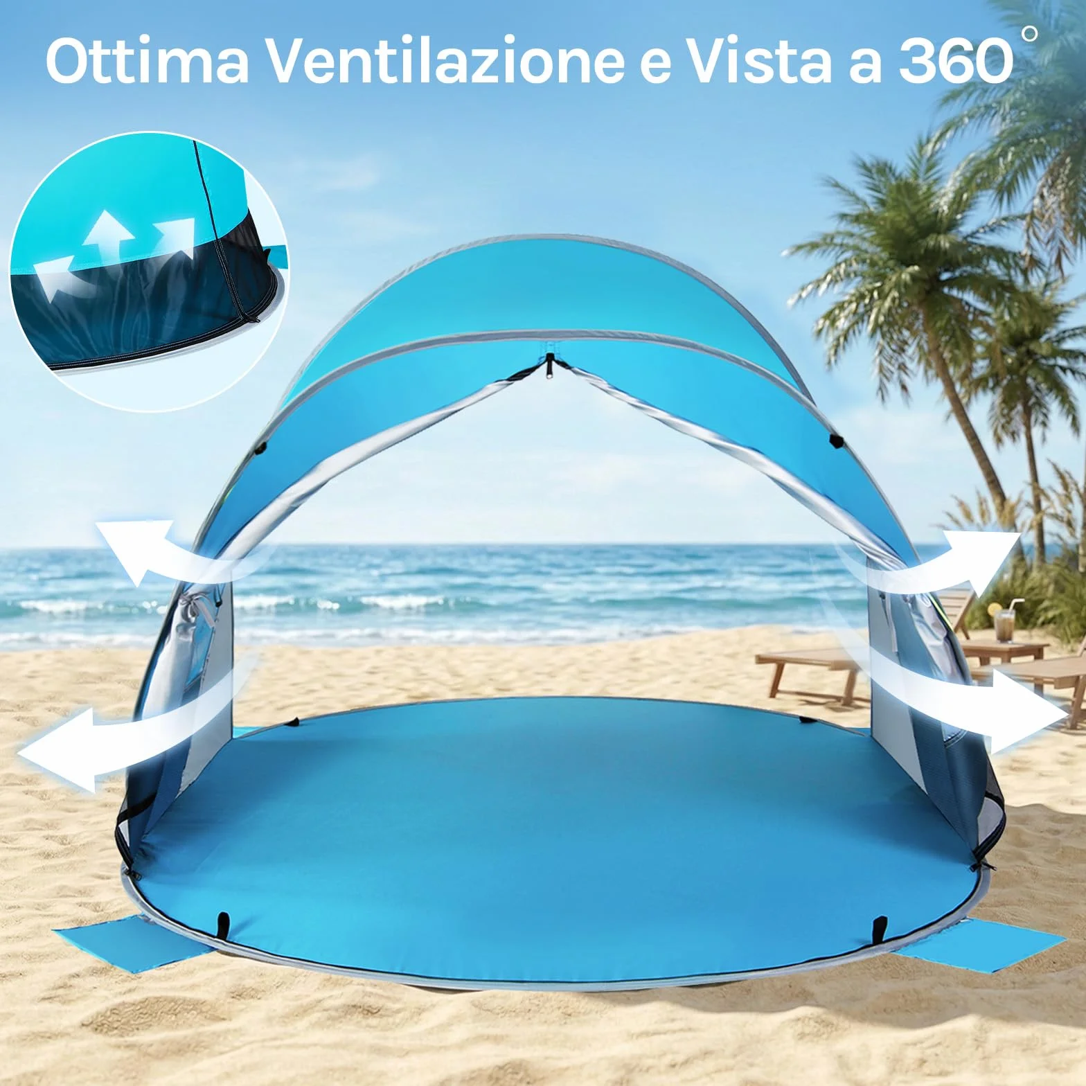 WolfWise Tenda Pop up Istantaneo, Spiaggia UPF 50+, Tenda Automatica Portabile Riparo dal Sole per Famiglia/Pesca/Trekking/Picnic