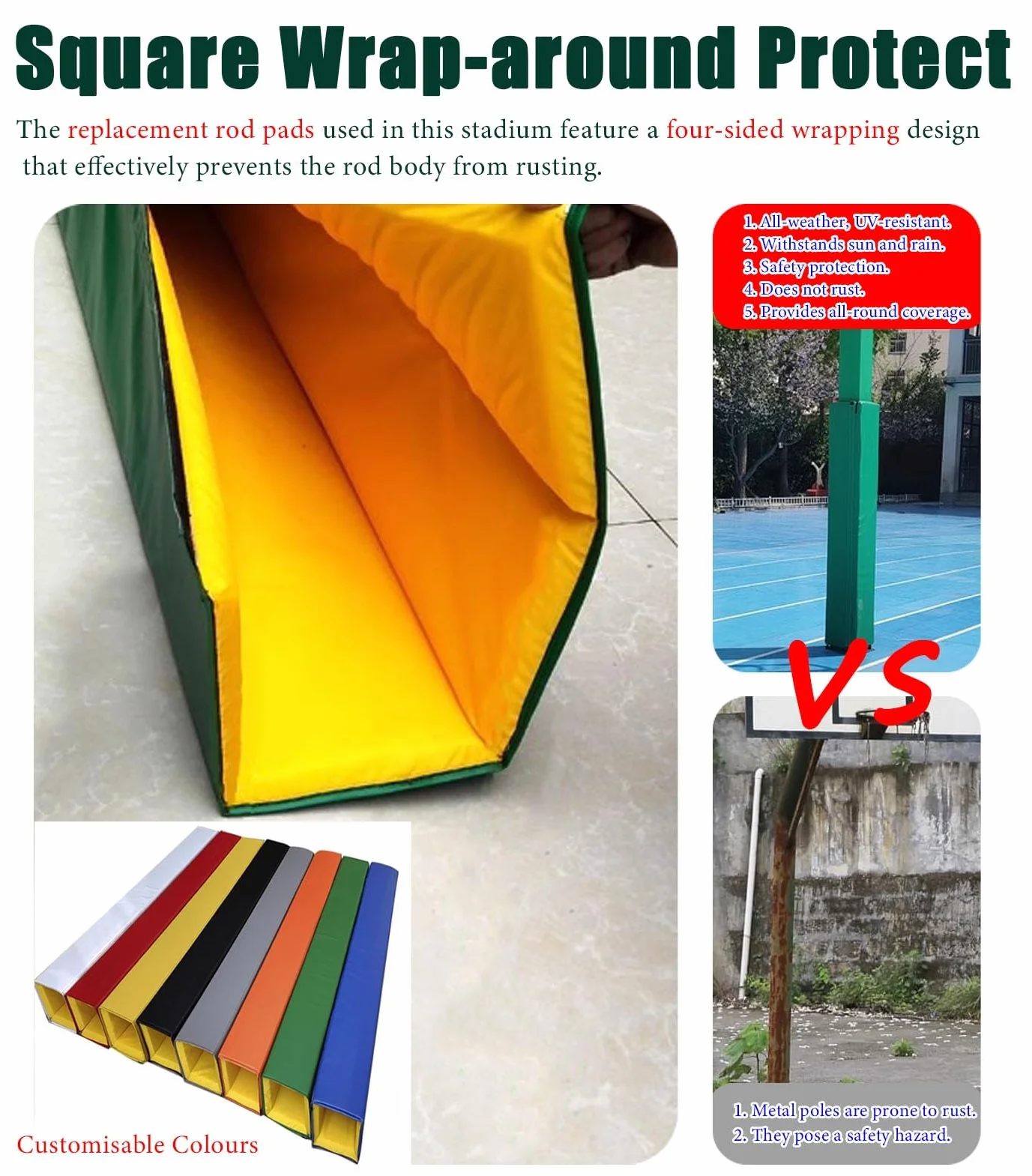 Imbottitura per Palo da Basket Blu 6x6 15x15 cm Protezione Morbida Antiurto