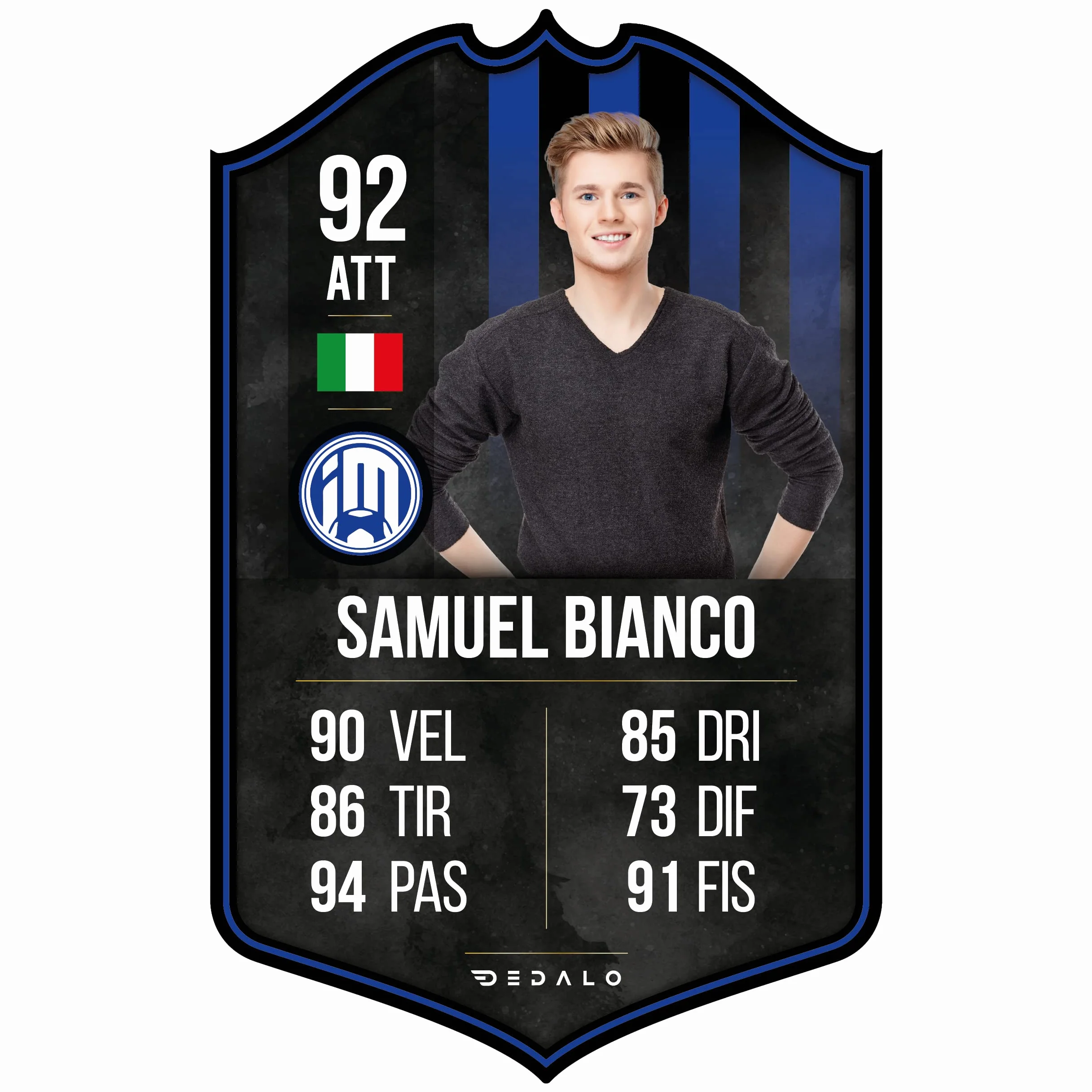 Card Calciatore Personalizzata Stile FUT con Foto Scudetto Statistiche Regalo Calcio