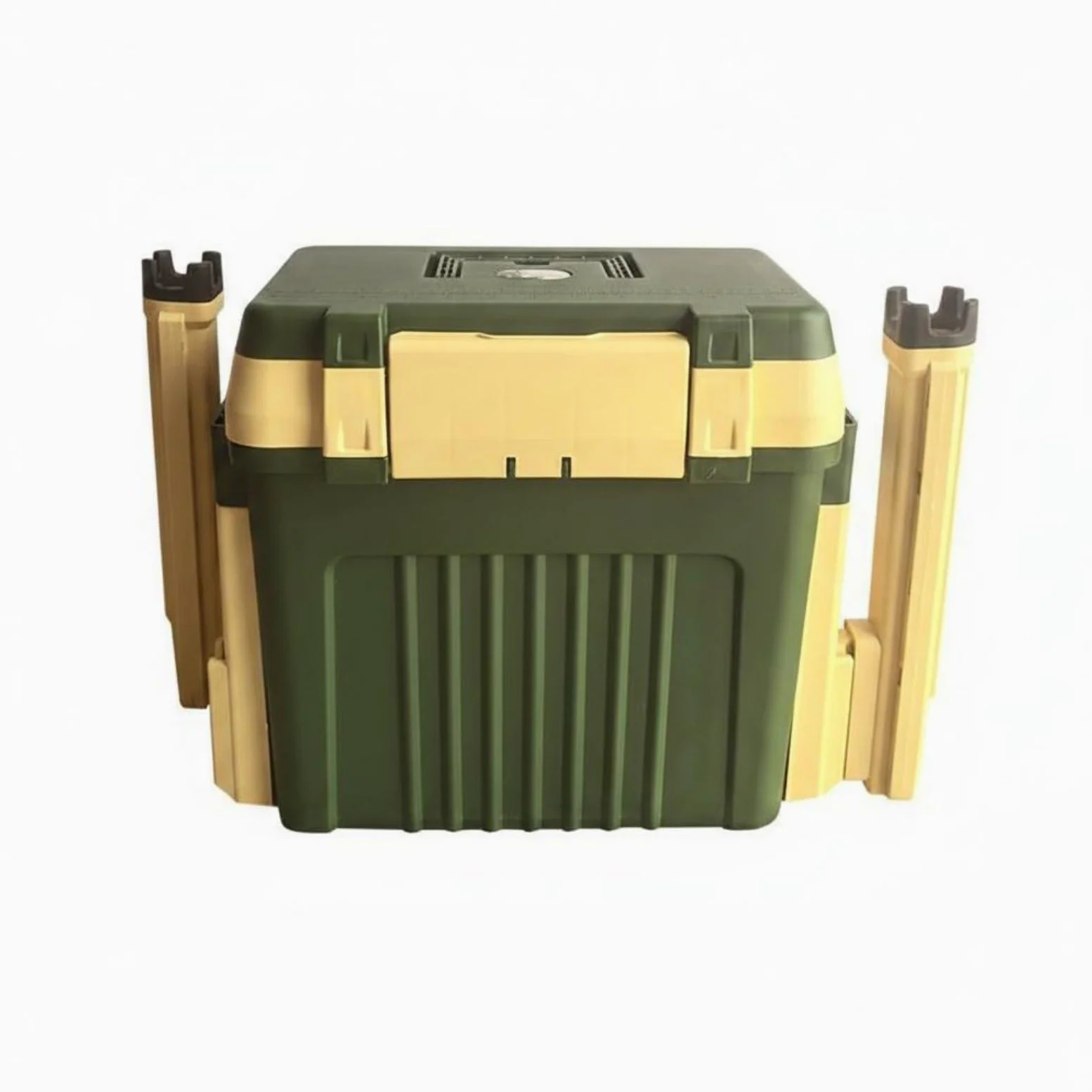 Qianly Contenitore da Pesca Scatola da Pesca Cassetta Portaccessori Organizzatore Ami Esche con Chiusura Sicura Struttura a 3 Livelli Materiale PP Robusto, Verde Militare