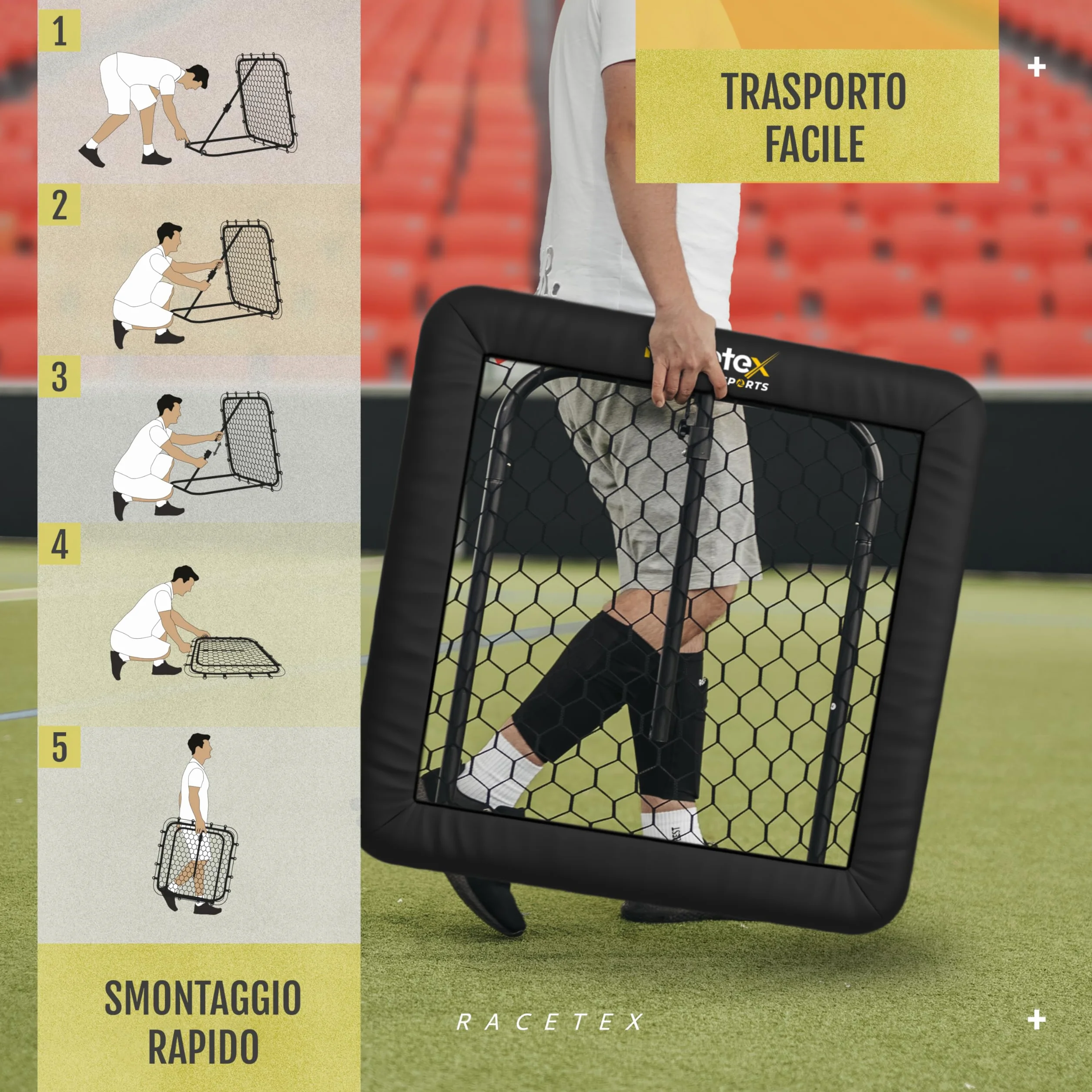 Rimbalzo da Calcio 100x100 cm Regolabile Racetex